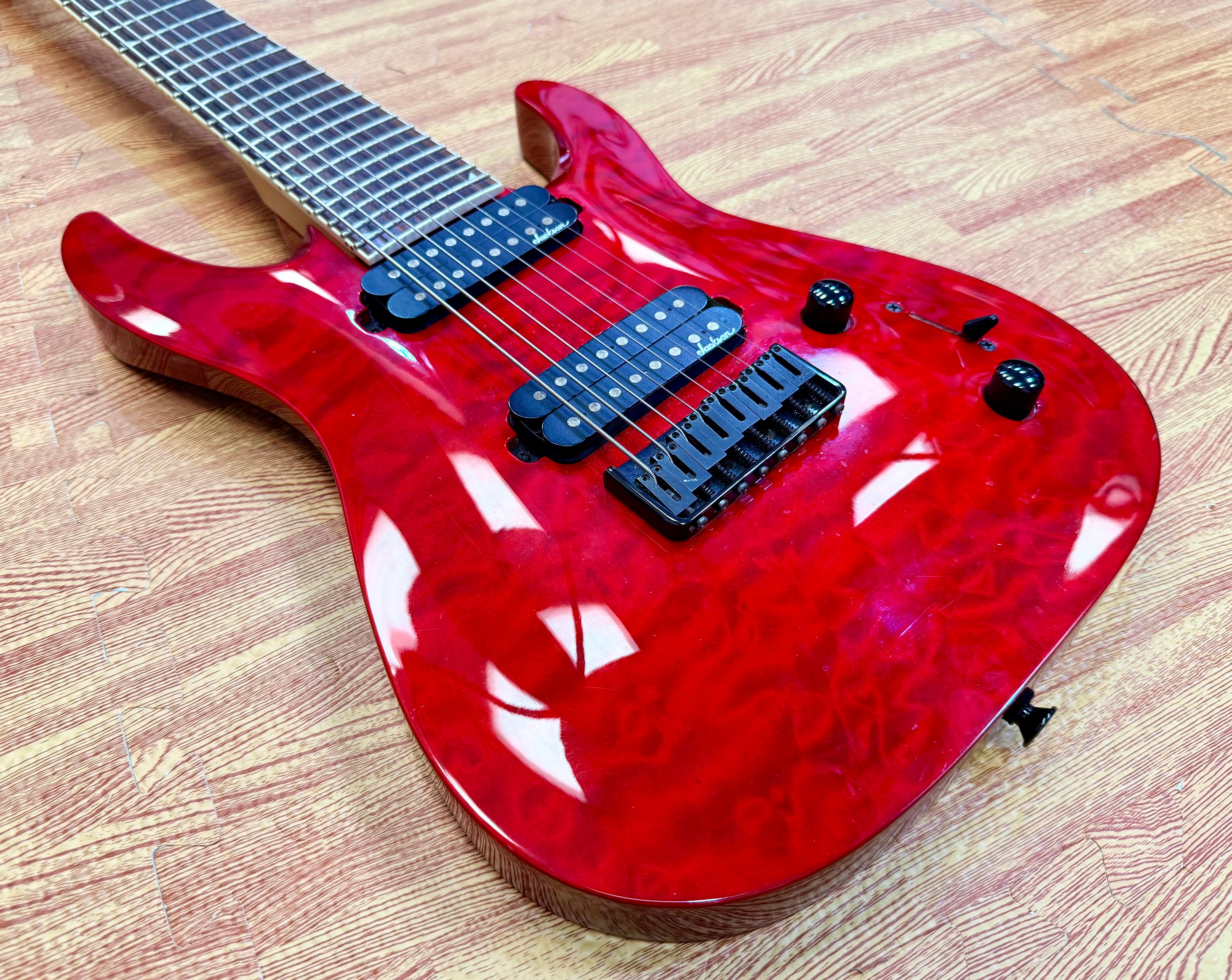 🔥 8- String 🔥 Jackson JS32-8Q Dinky Electric Guitar~ Transparent Red~ Quilted!
