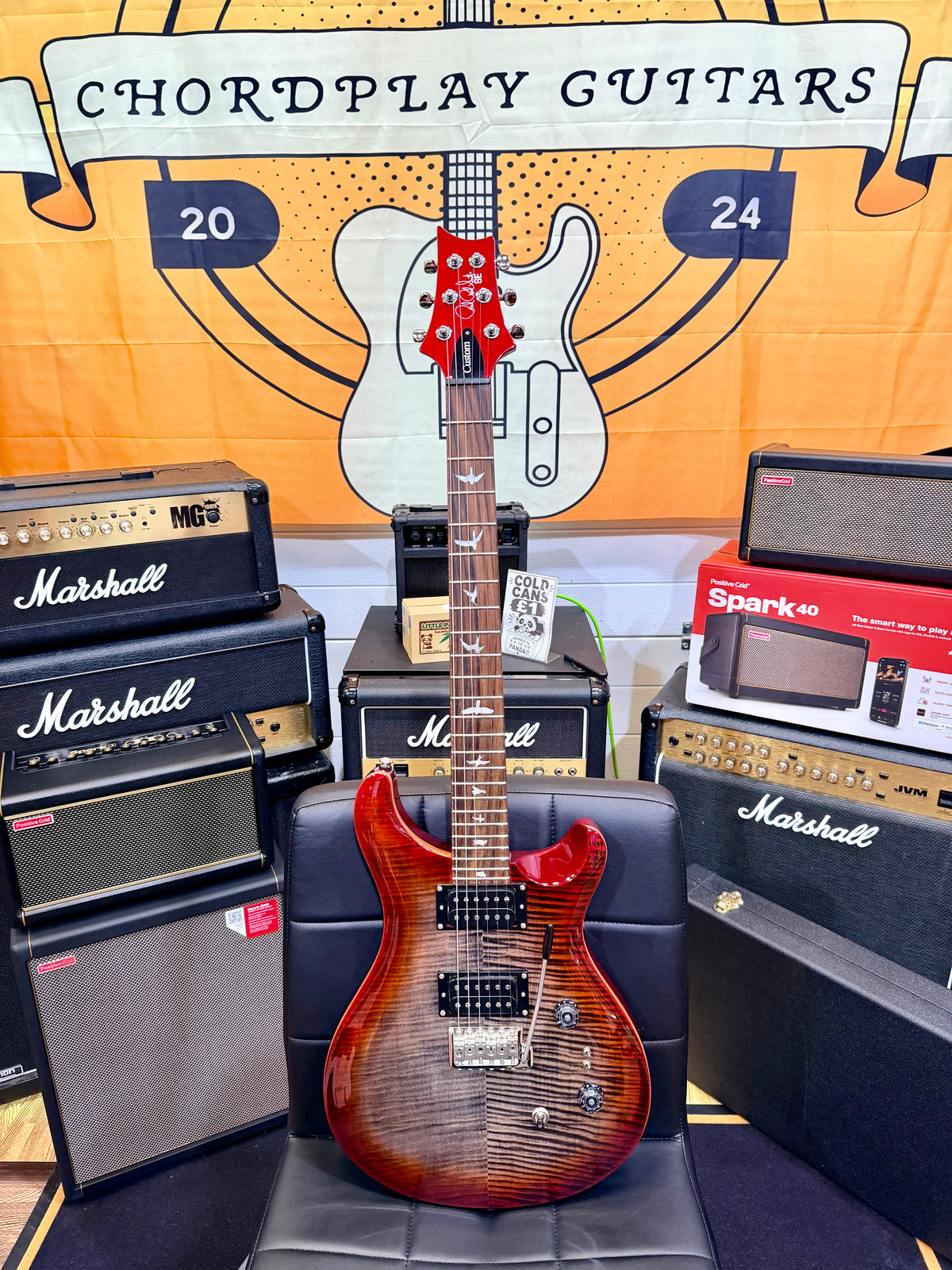 π2024π PRS SE Custom 24-08 Charcoal Red Burst~ Locking Tuners & Gig Bag!
