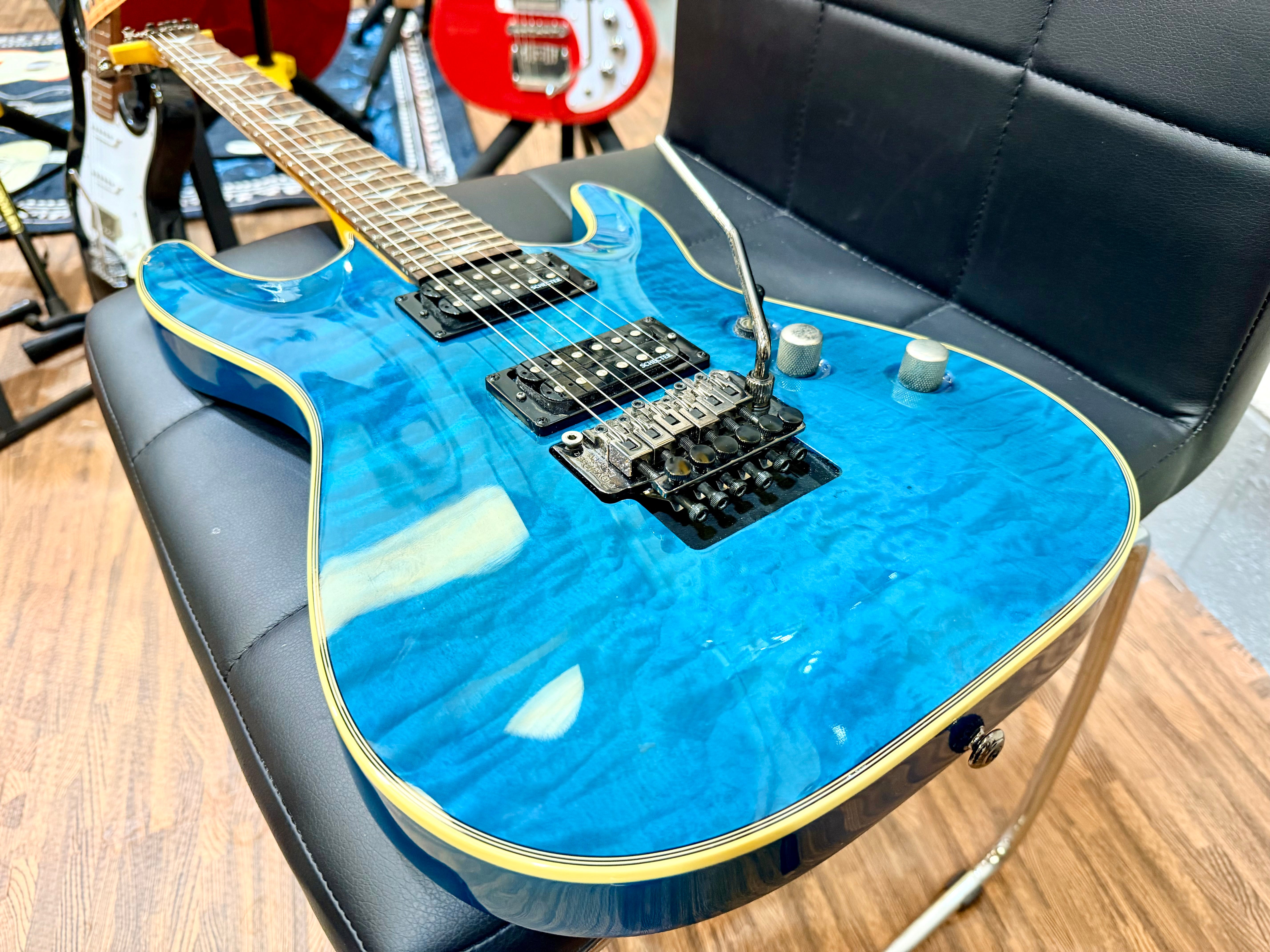 π₯2009π₯ Schecter Omen Extreme 6 FR~ Ocean Blue Burst~ Floyd Rose Model!