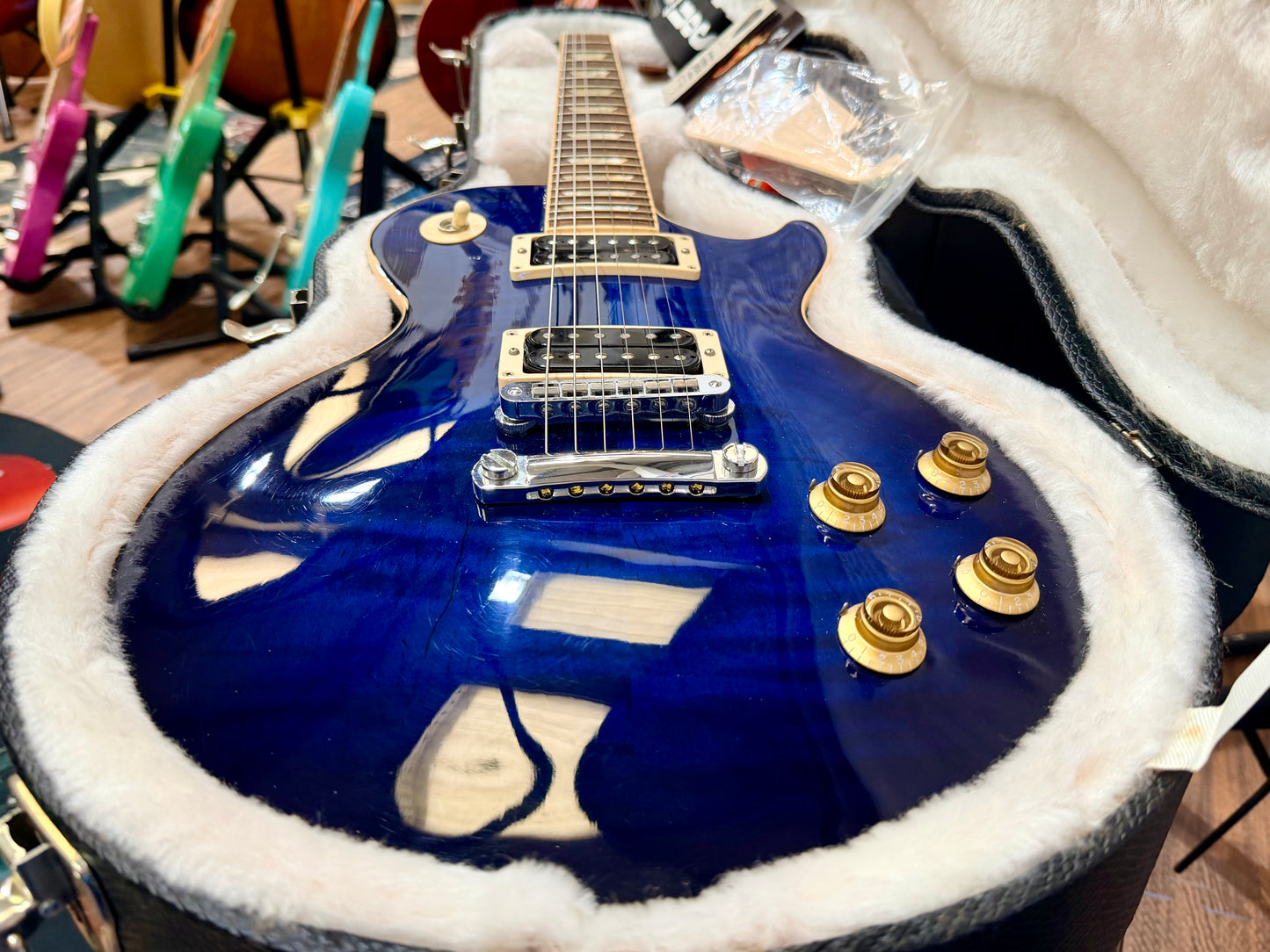 🔥2011 USA🔥 Gibson Les Paul Classic Plus Top~ Manhattan Midnight Blue + Case!