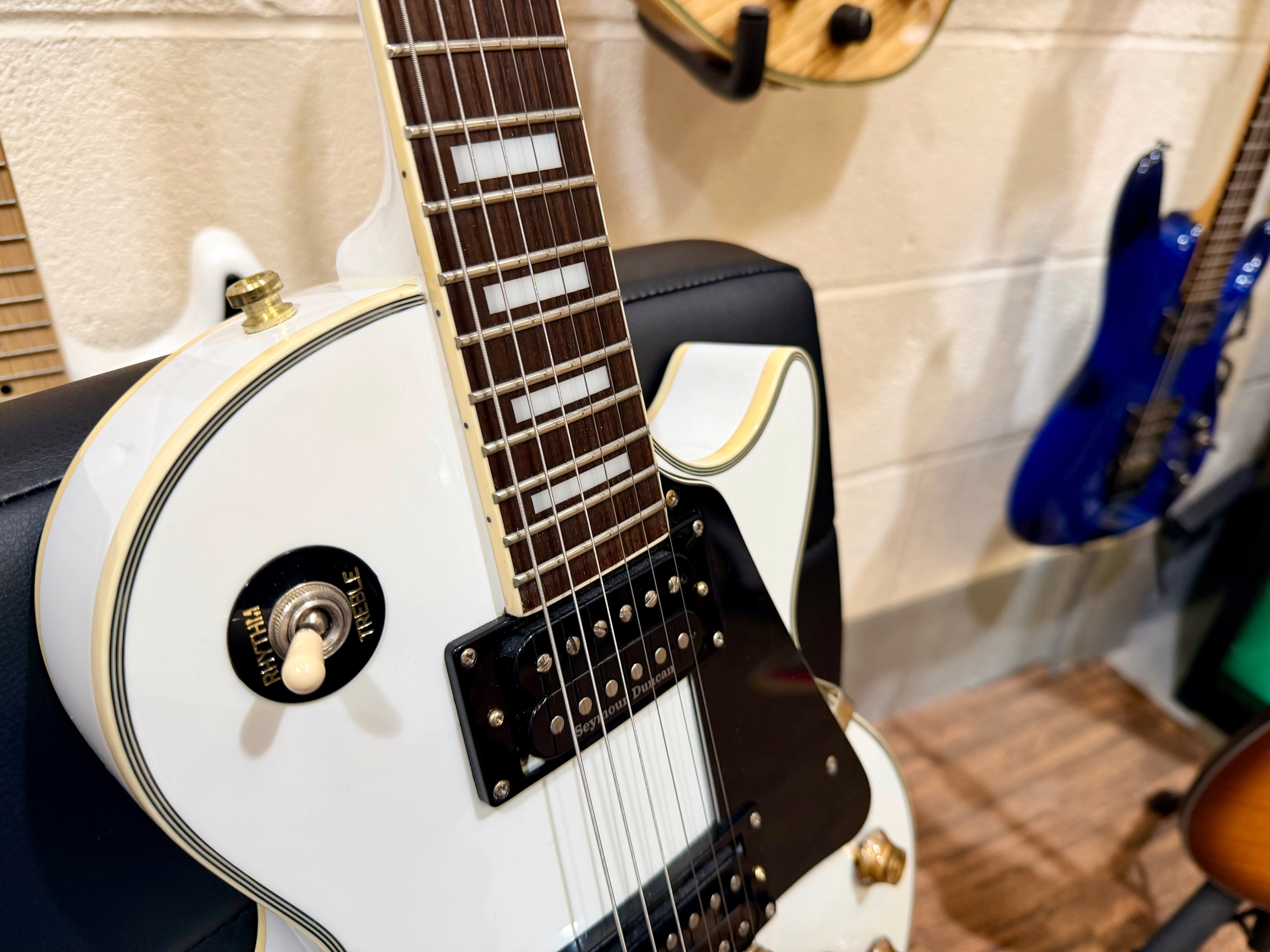 🌟2001 KOREA🌟 Epiphone Les Paul Custom~ Alpine White~ Seymour Duncan + Case!