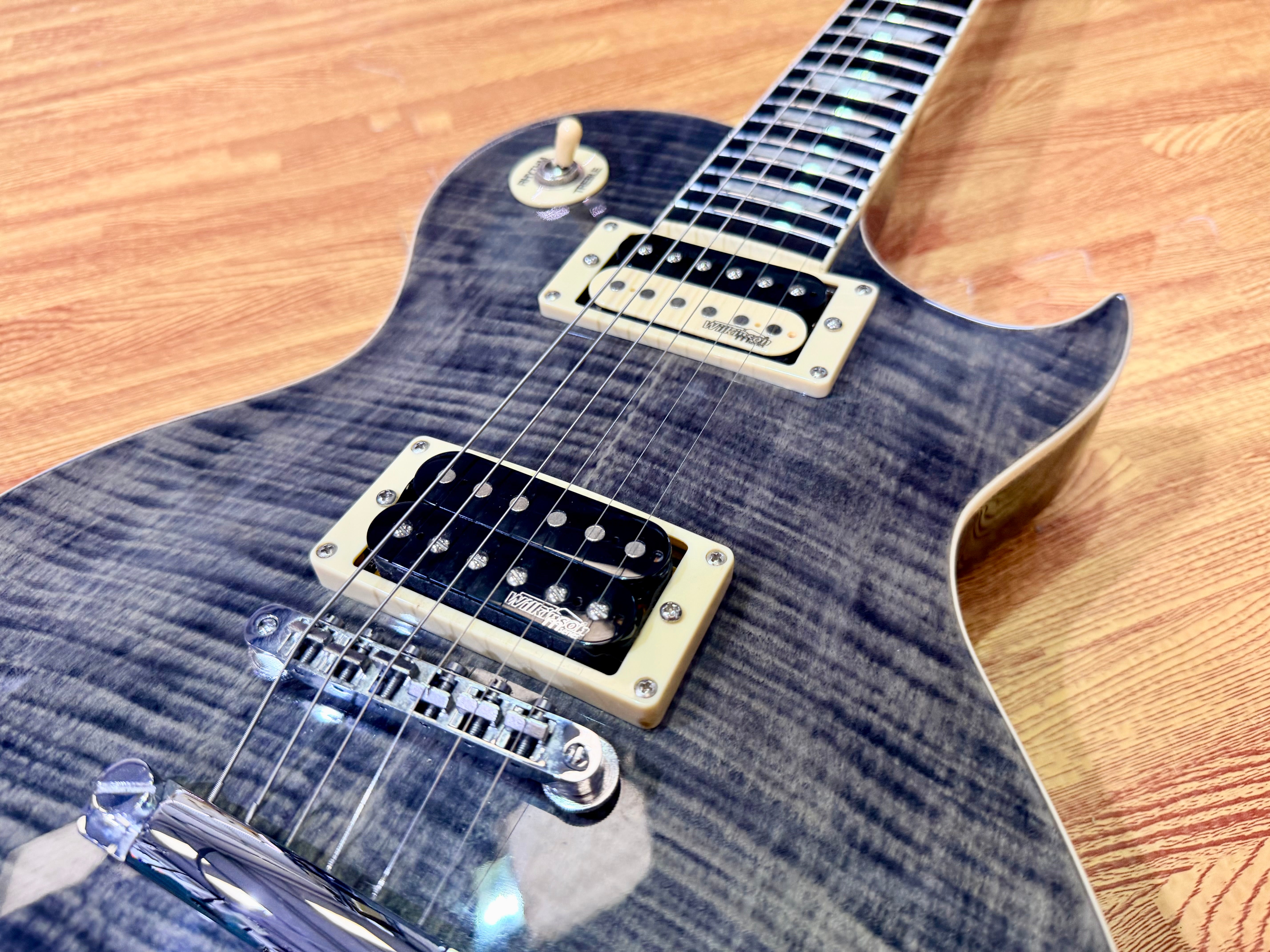 🔥MINT🔥 Vintage V100T BK ReIssued Series Electric Guitar~ Flamed Thru Black LP!