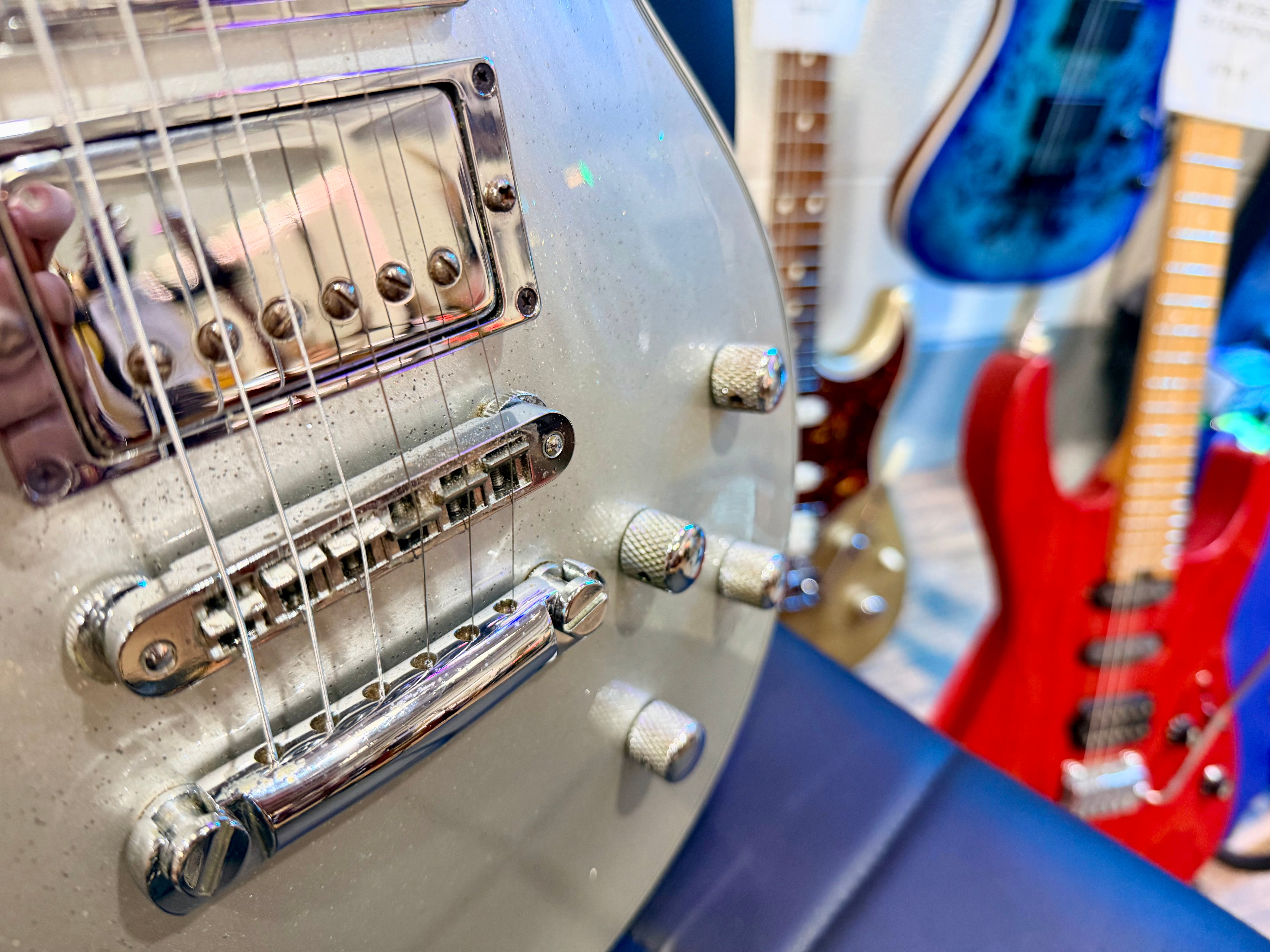 🌟RARE 2019🌟 Burny RLC-60 Les Paul Custom~ HHH Silver Sparkle~ By Fernandes!