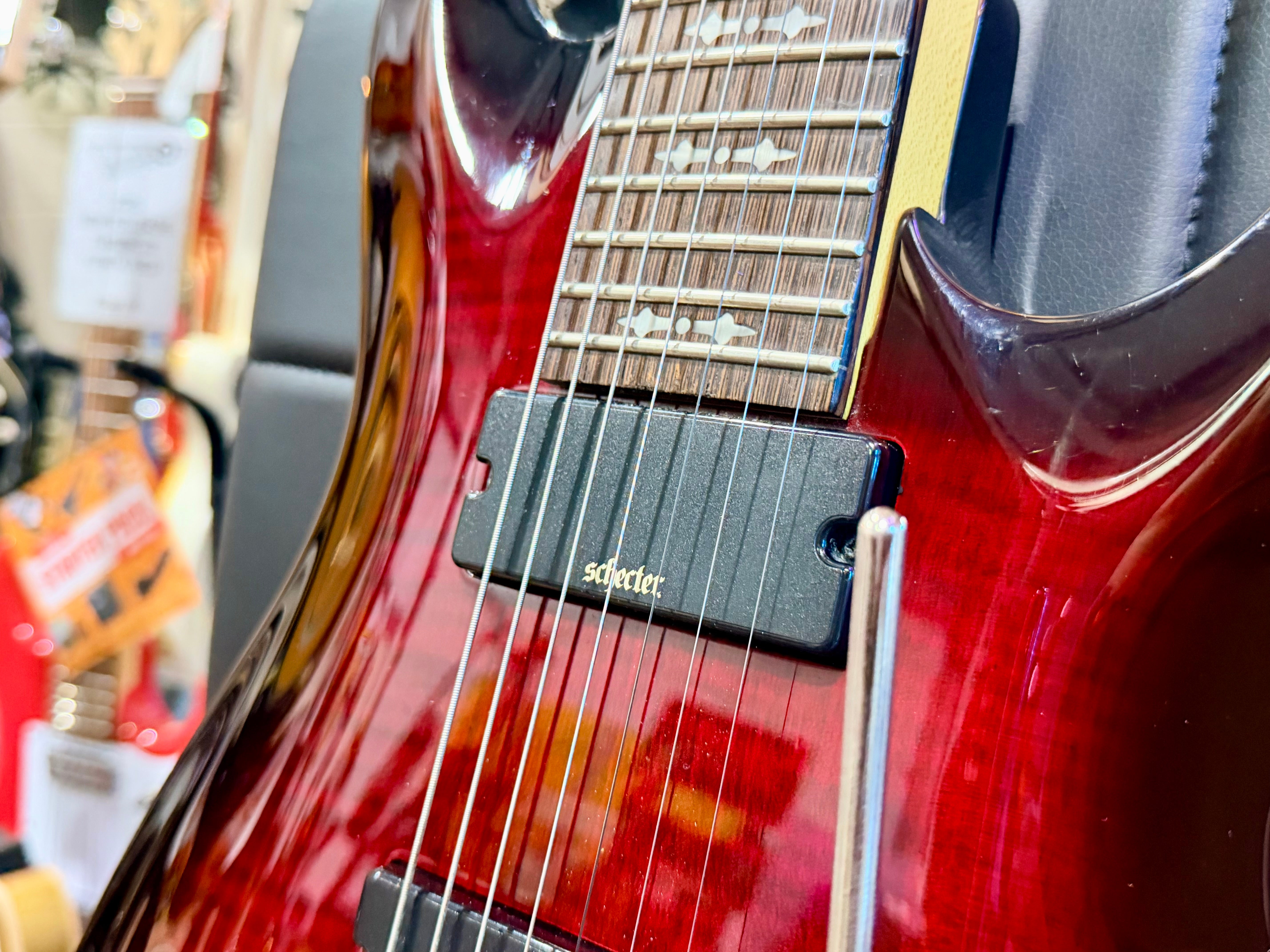 🔥7-STRING🔥 Schecter Demon-7 FR In Crimson Red Burst~ Floyd Rose~ Active~ 2017!