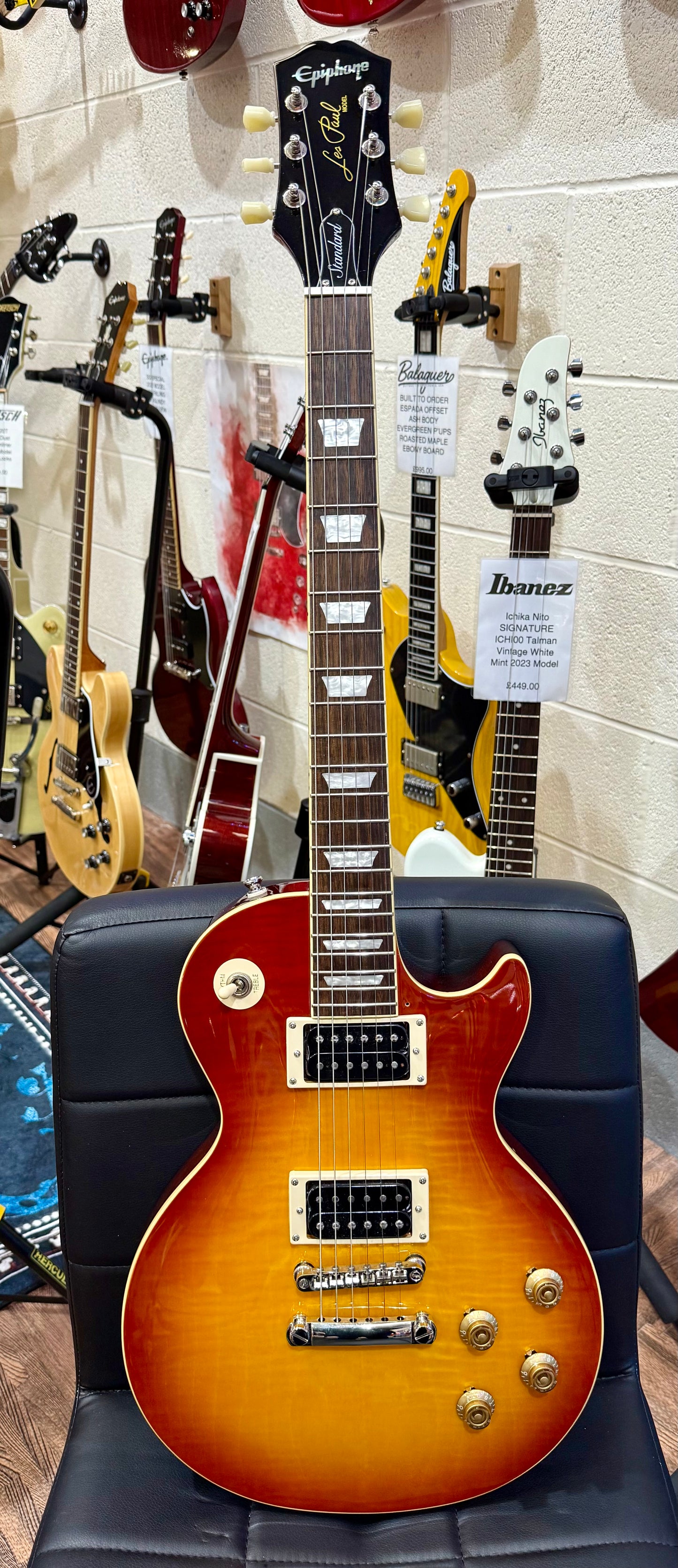 🌟MINT 2025🌟 Epiphone Les Paul Standard 50s Figured~ Washed Cherry Sunburst!