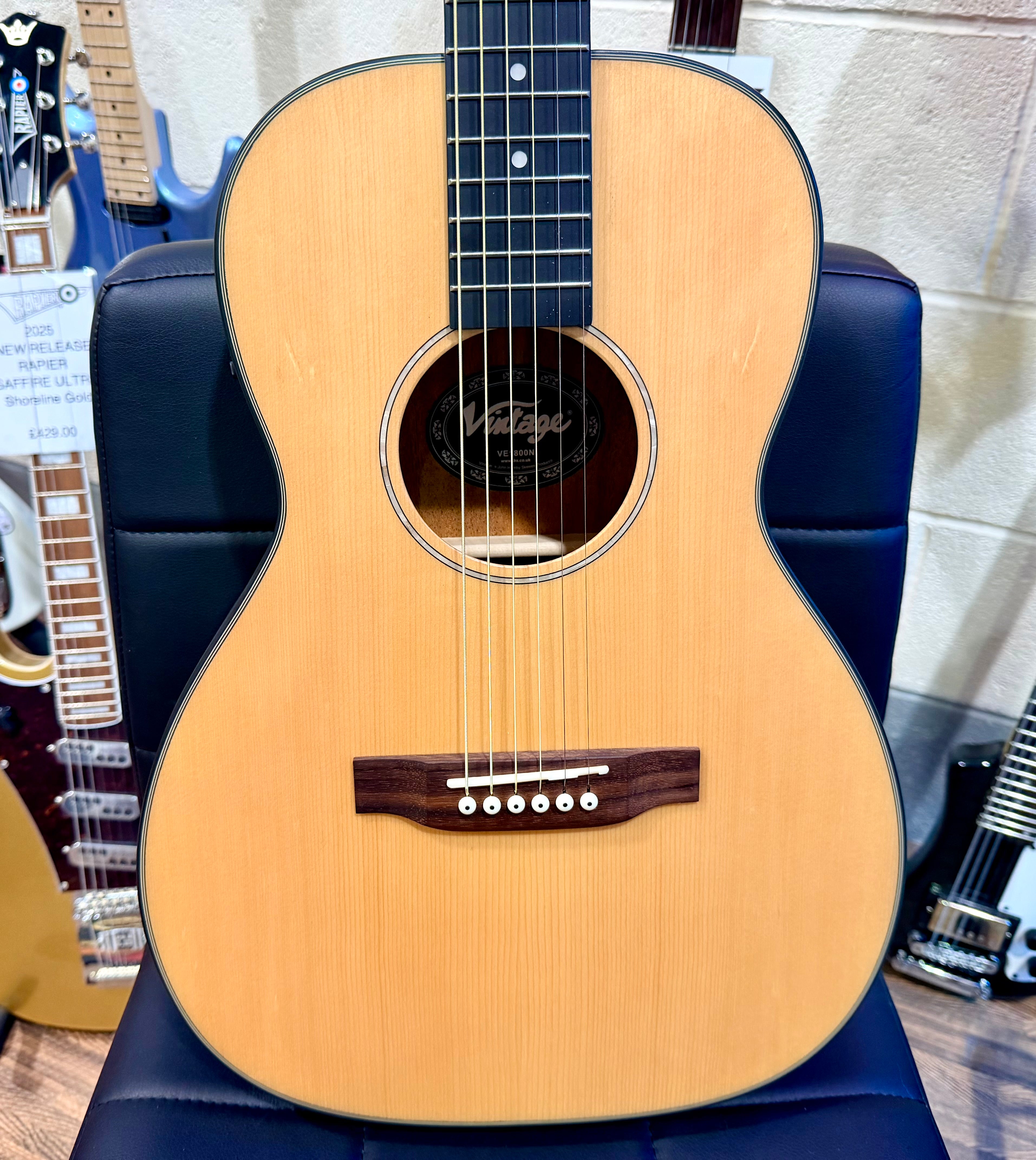 🌟NEW🌟 Vintage VE1800N Stage Series 'Parlour' Electro-Acoustic Guitar ~ Natural