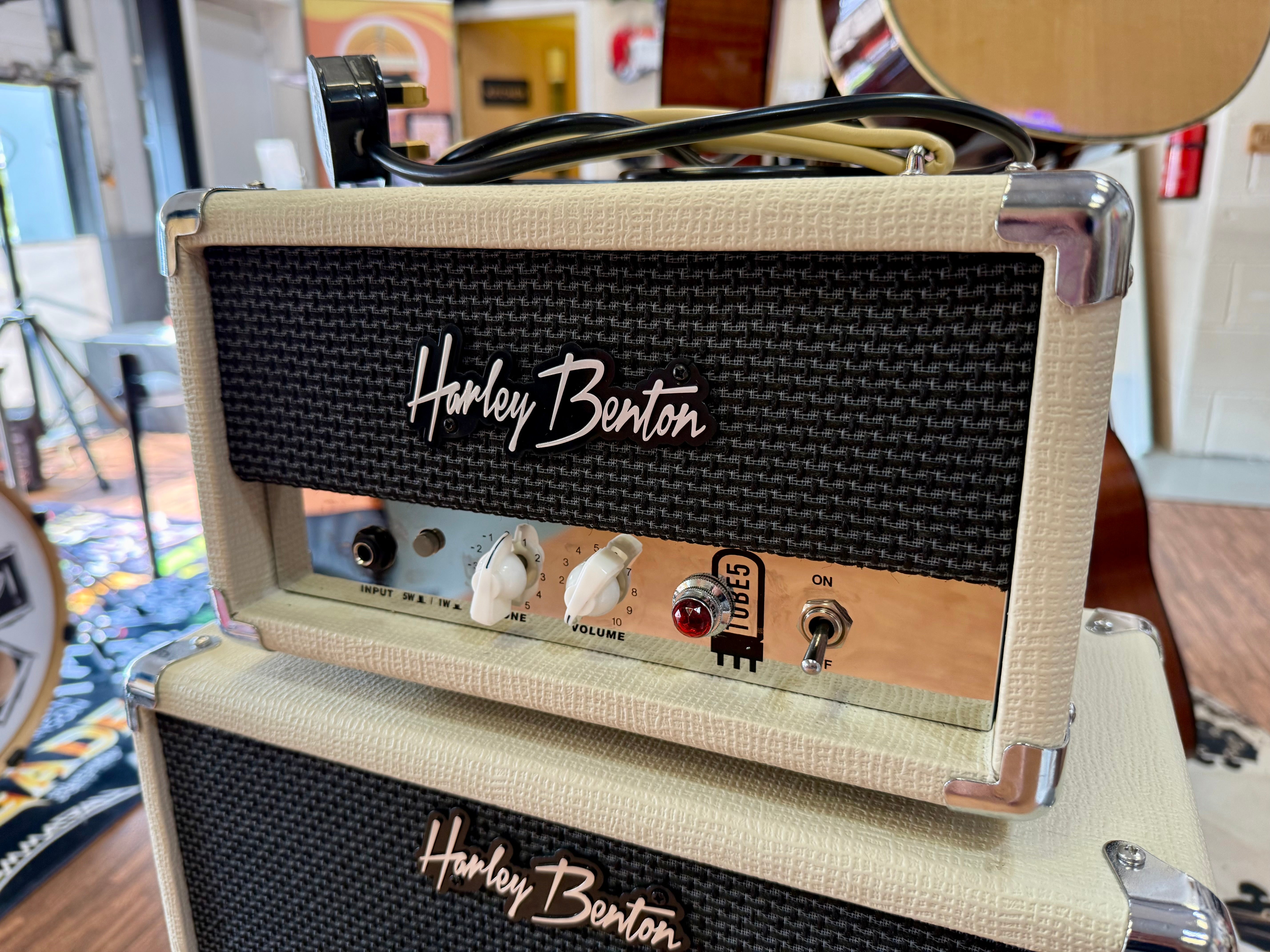 🌟MINT🌟 Harley Benton Tube 5 Amp Head + 2x G110 Celestion 1x10 Cabs~ Mini Stack