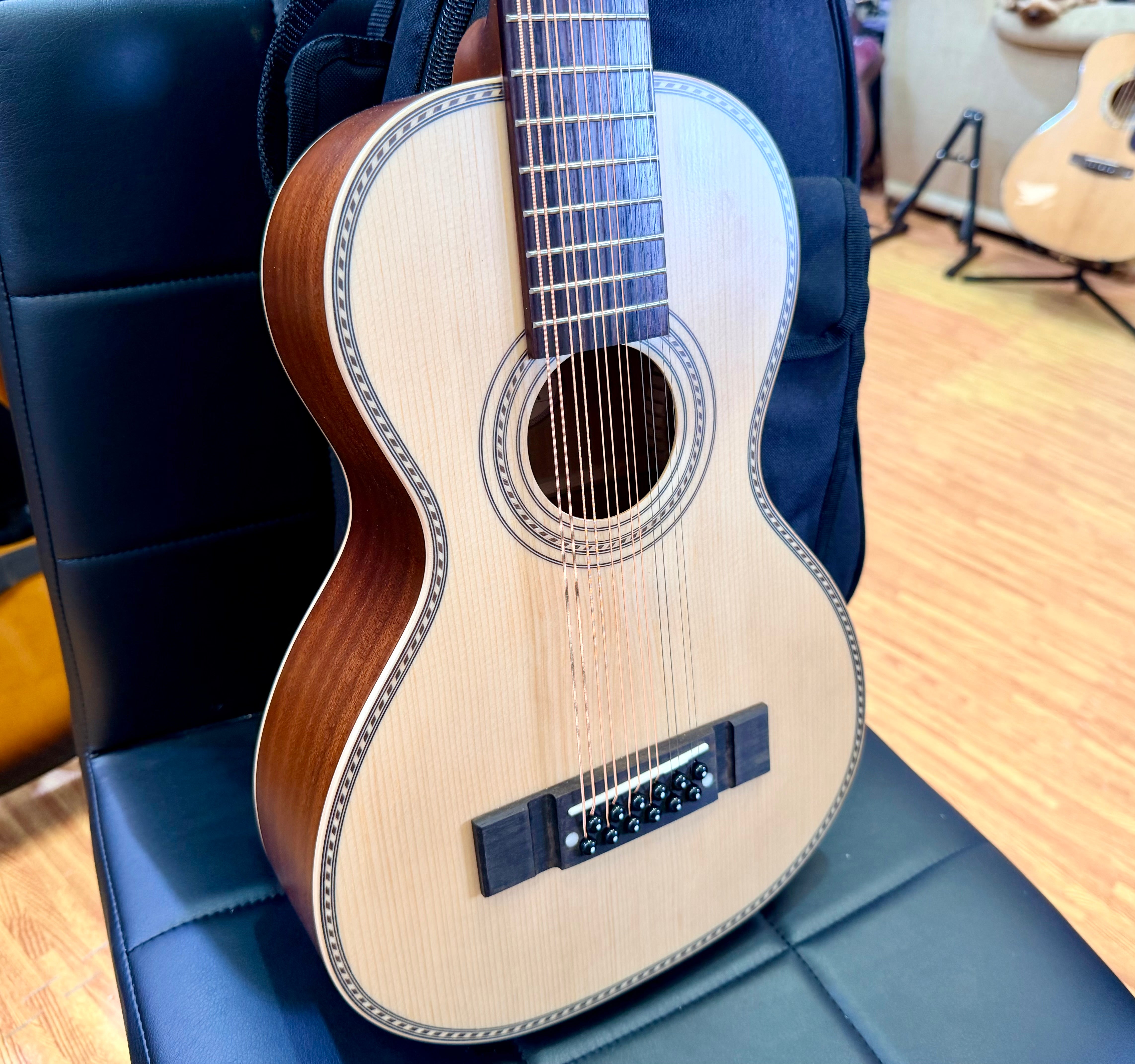 ✨NEW✨ Vintage Paul Brett Viator Electro Acoustic 12 String Travel Guitar + Bag