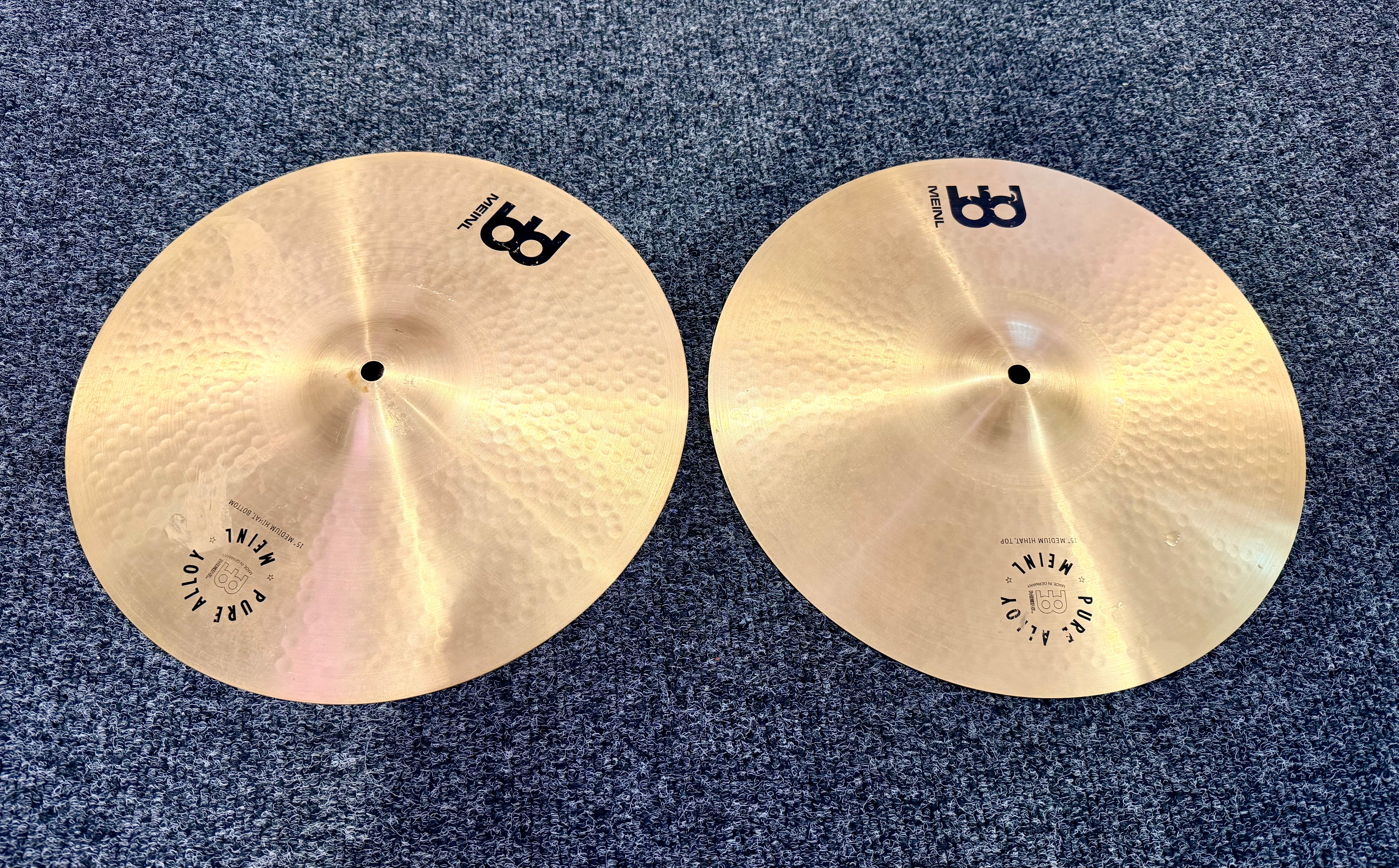 🥁 Meinl Pure Alloy 15" Medium Hi-Hat Cymbal Pair~ Drum Cymbals Hats 🥁