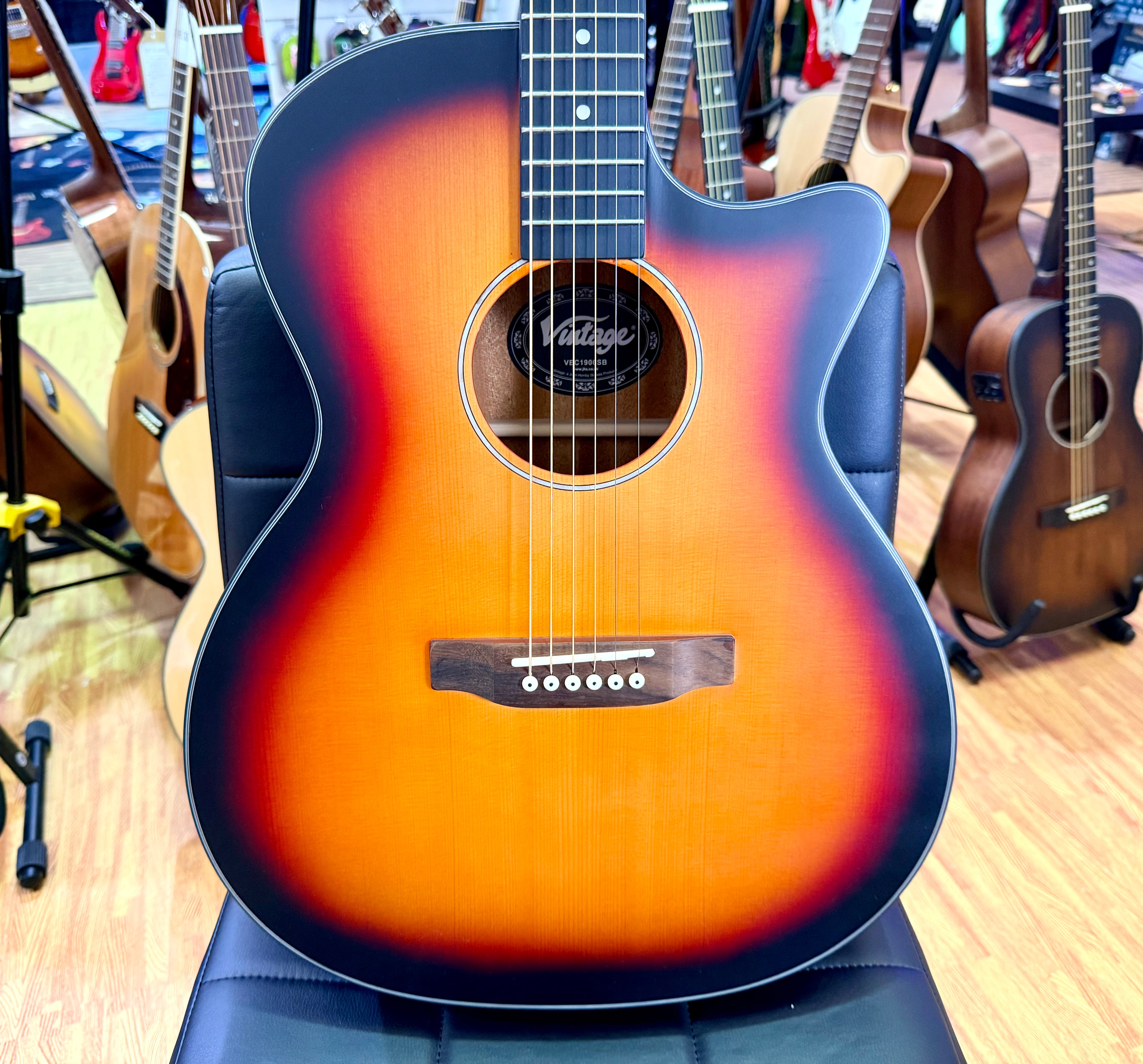 ✨NEW✨ Vintage VEC1900SB Stage Series Grand Auditorium Electro Acoustic Guitar!