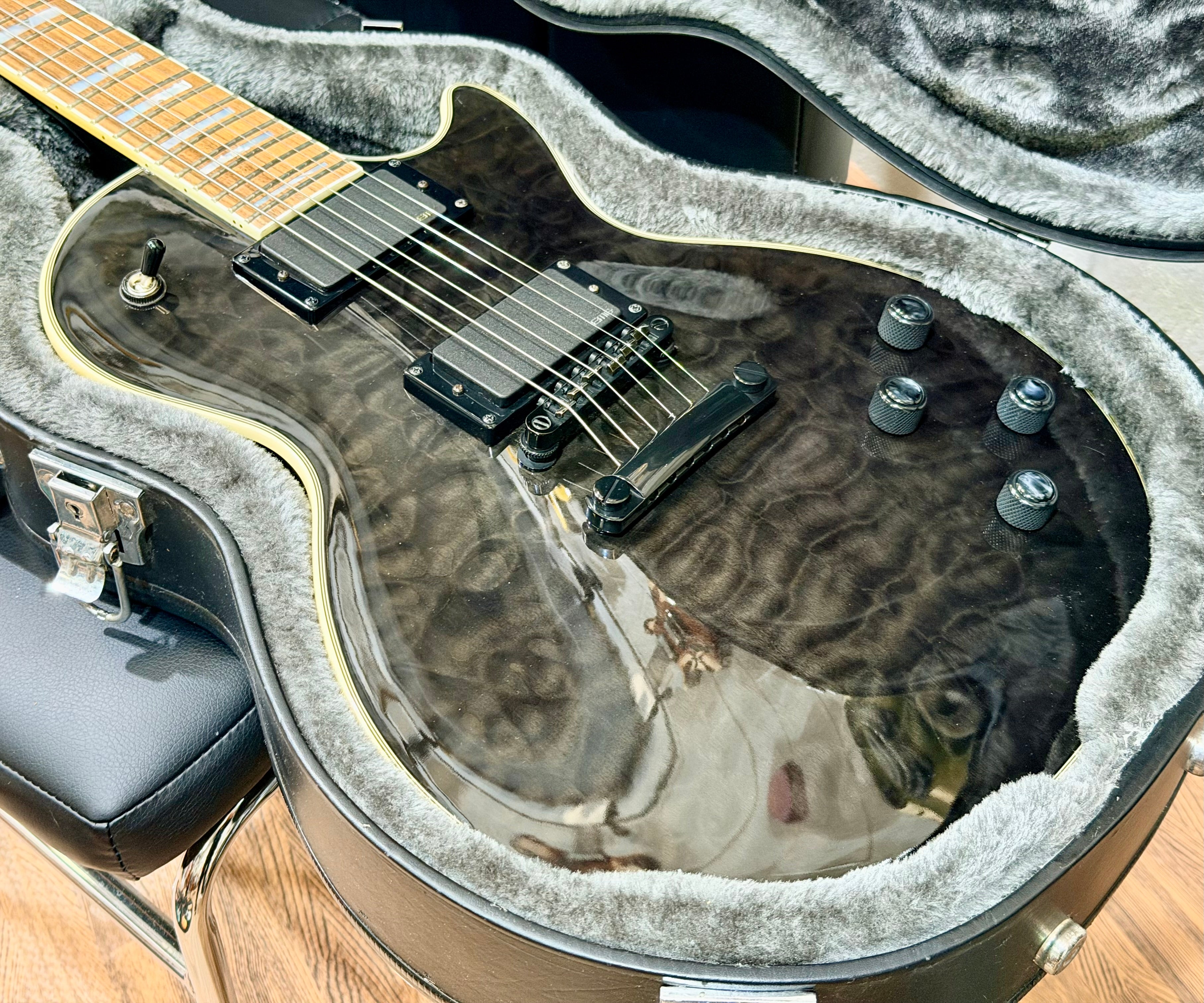🔥2018🔥 Epiphone Les Paul Prophecy Custom Plus EX~ Midnight Ebony~ EMG P’Ups