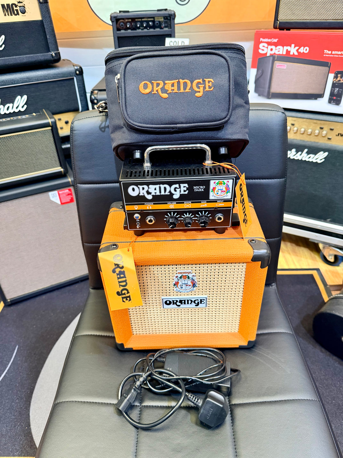 🔥MINI STACK🔥 Orange Micro Dark 20W Valve Guitar Amp Head + PPC108 Cab + Bag!