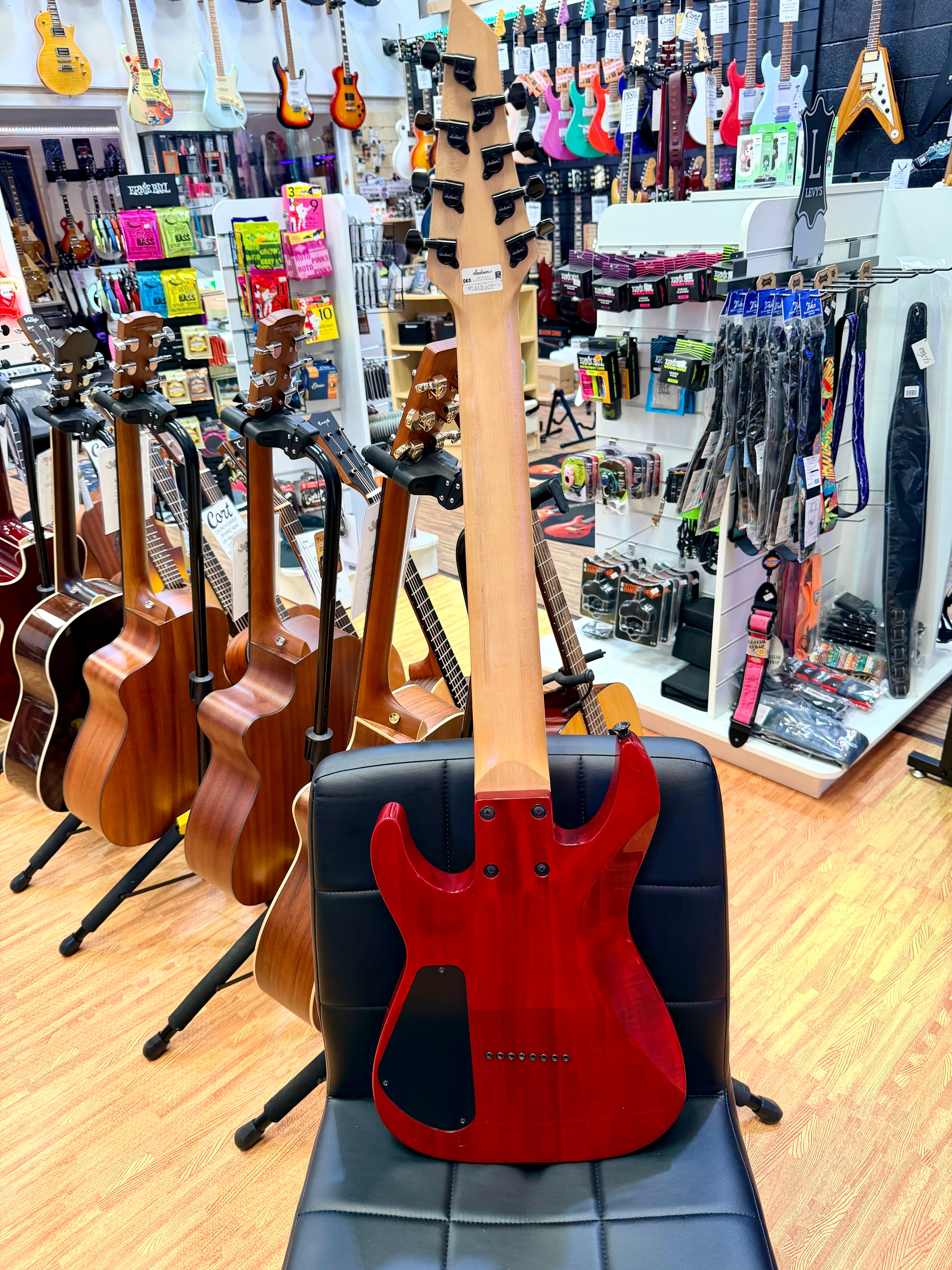 π₯ 8- String π₯ Jackson JS32-8Q Dinky Electric Guitar~ Transparent Red~ Quilted!