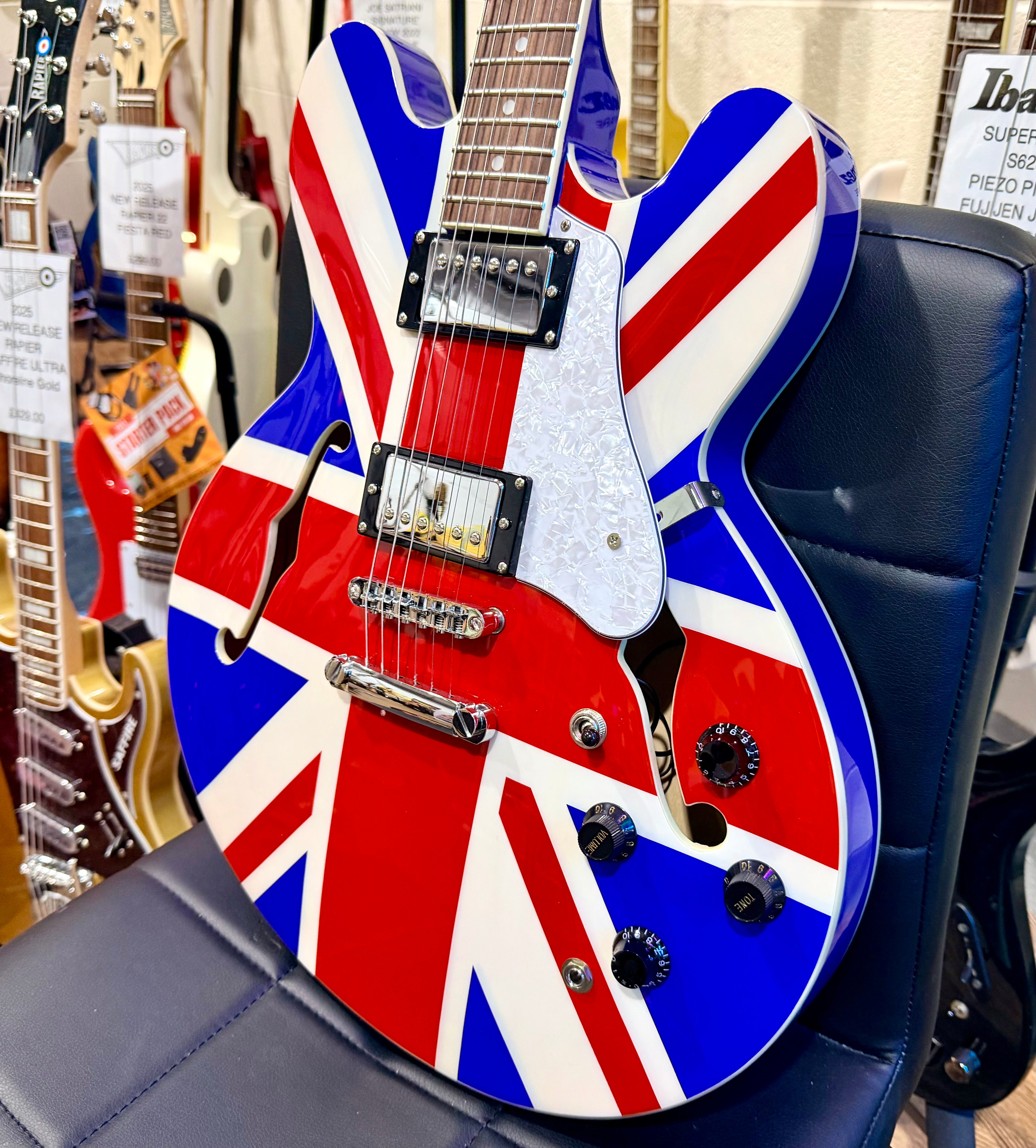 🇬🇧2025 LTD EDITION🇬🇧 Vintage Union Jack~ Semi Acoustic ‘335’ Guitar~VSA25UJ!