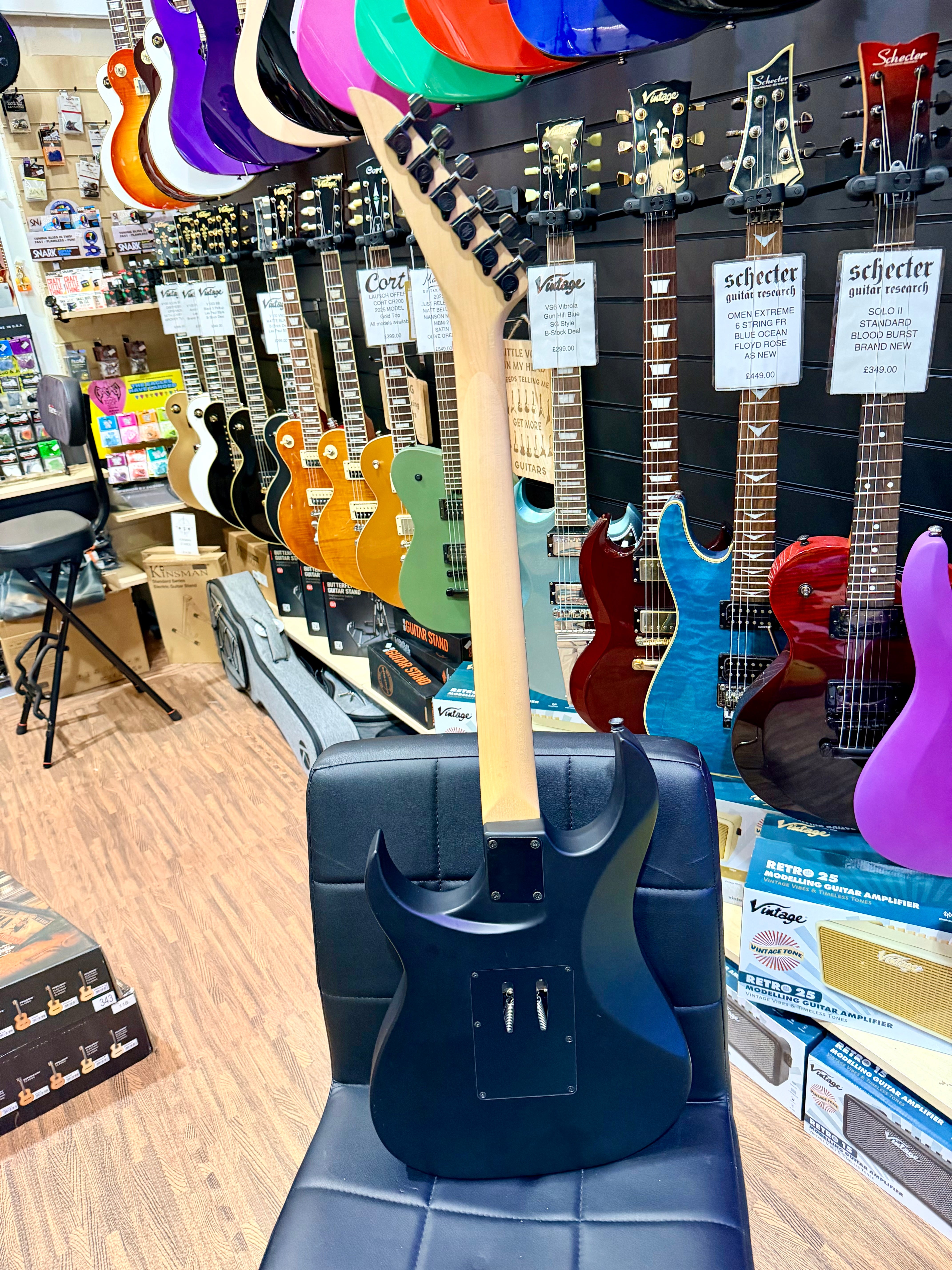 🔥B-STOCK🔥 Vintage VMX Series Raider Electric Guitar~ Satin Black Ltd Edition!