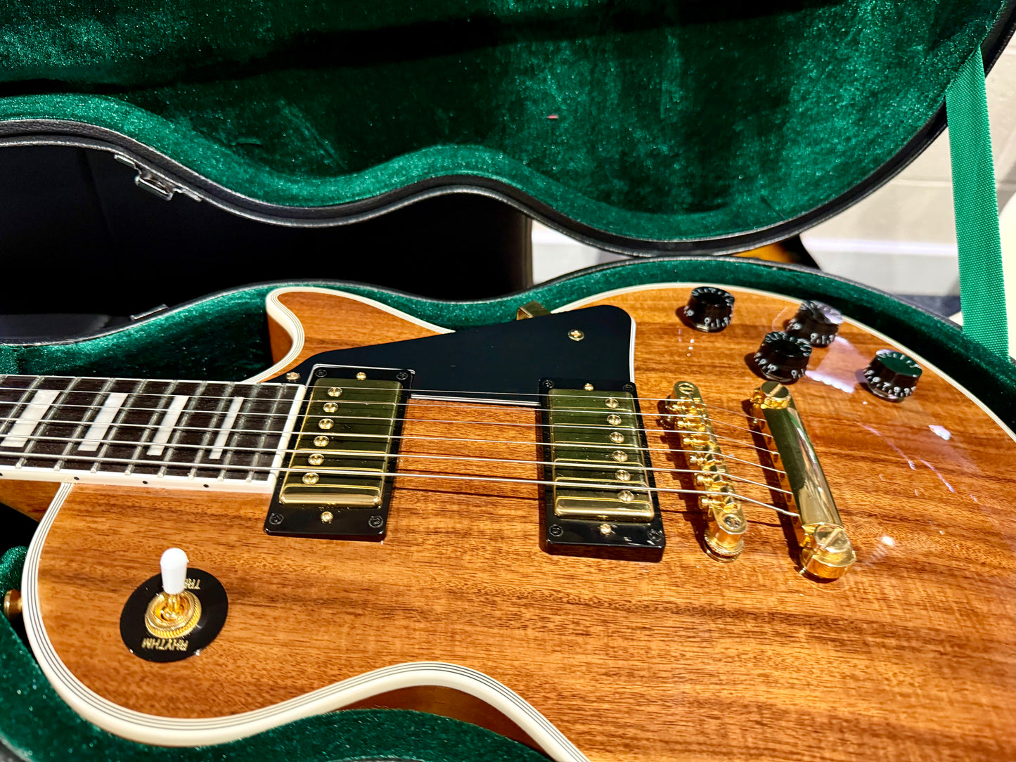 🔥MINT 2022🔥 Epiphone Les Paul Custom Koa Natural~ Gold Hardware~ Hard Case!