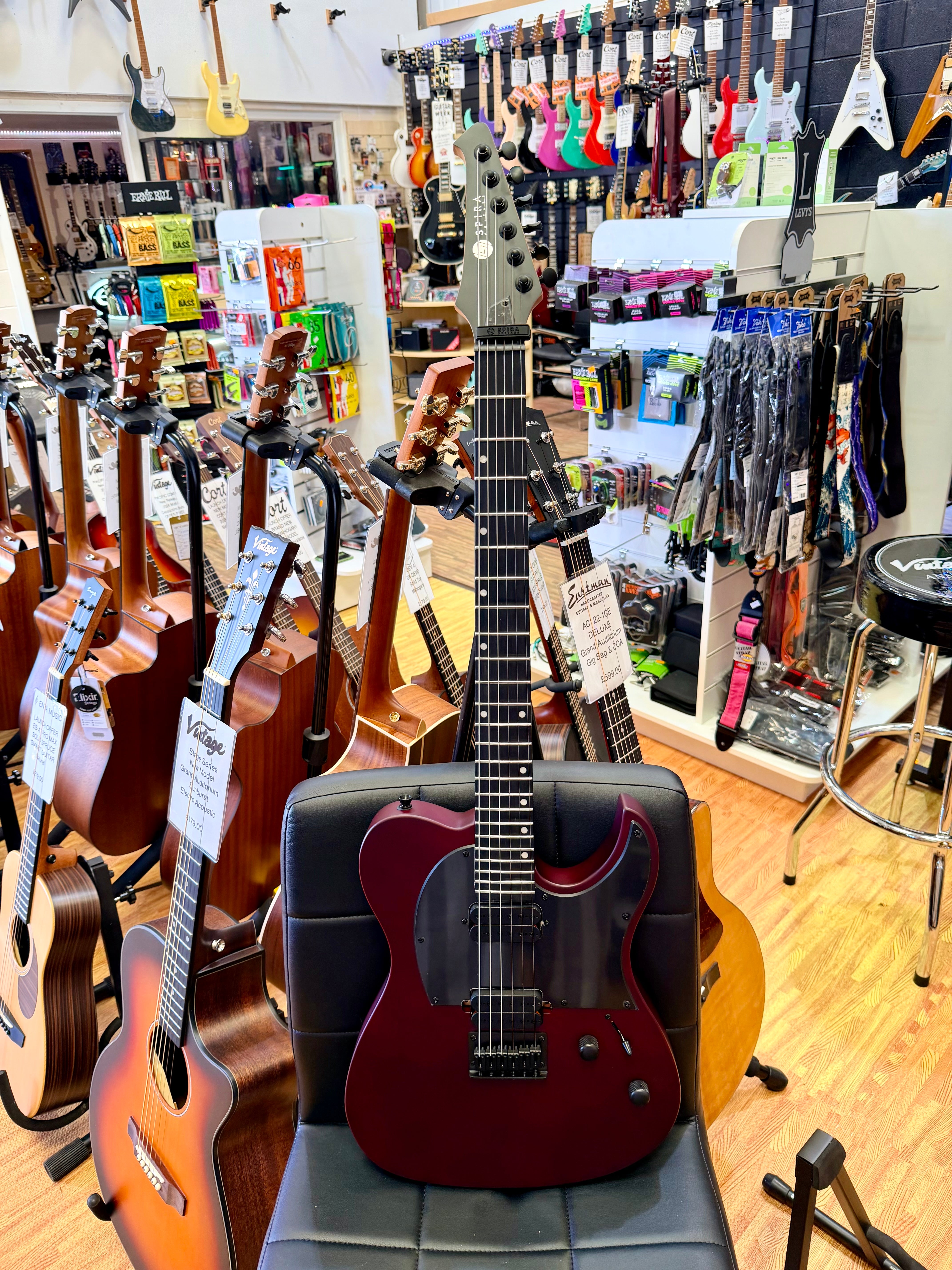 ⚡️NEW⚡️ Spira T-400 Satin Wine Red~ Electric Guitar HH Locking Tuners~ 2026!