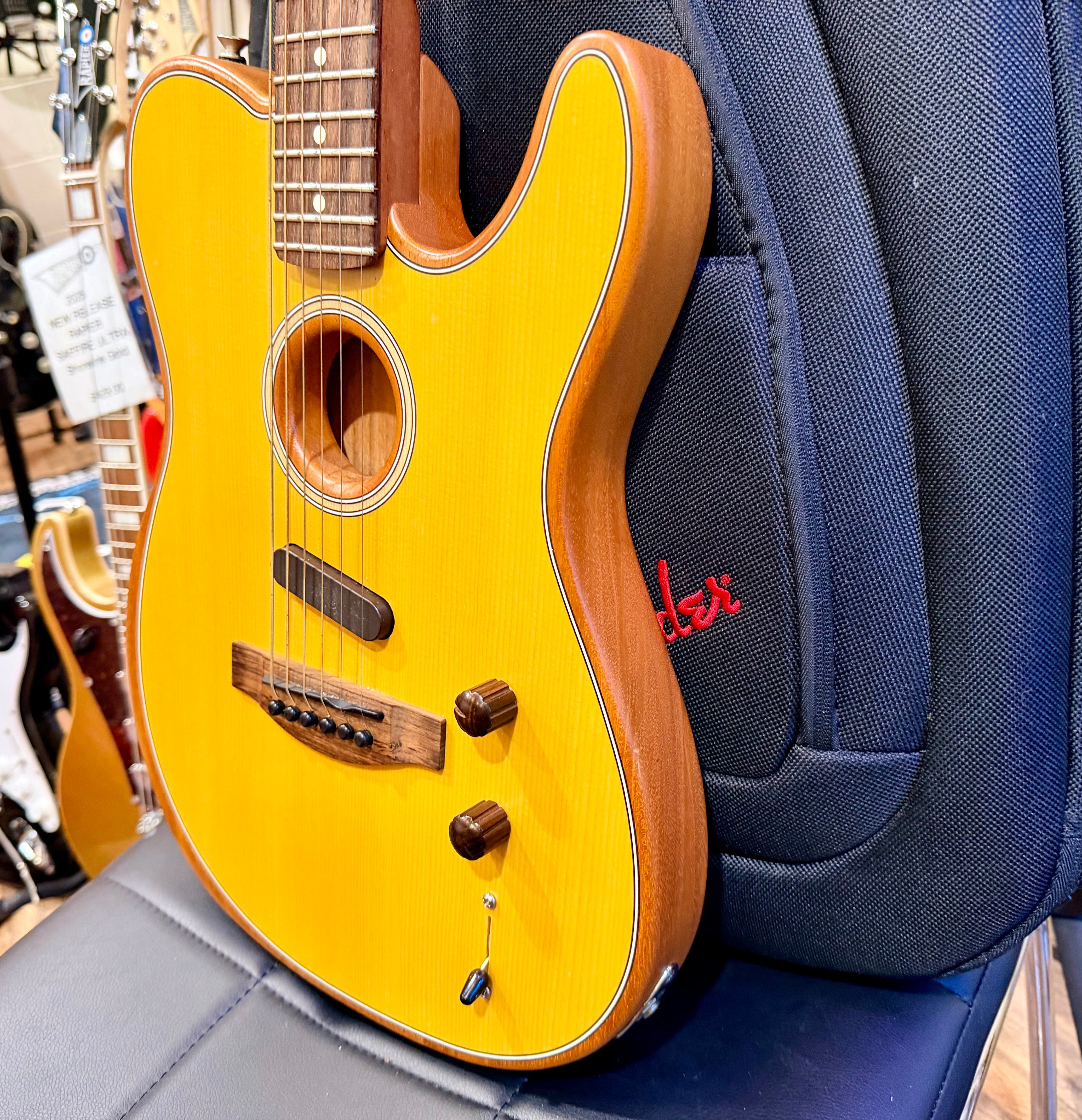 🌟2021🌟 Fender Acoustasonic Player Telecaster~ Butterscotch Aged Natural + Bag!