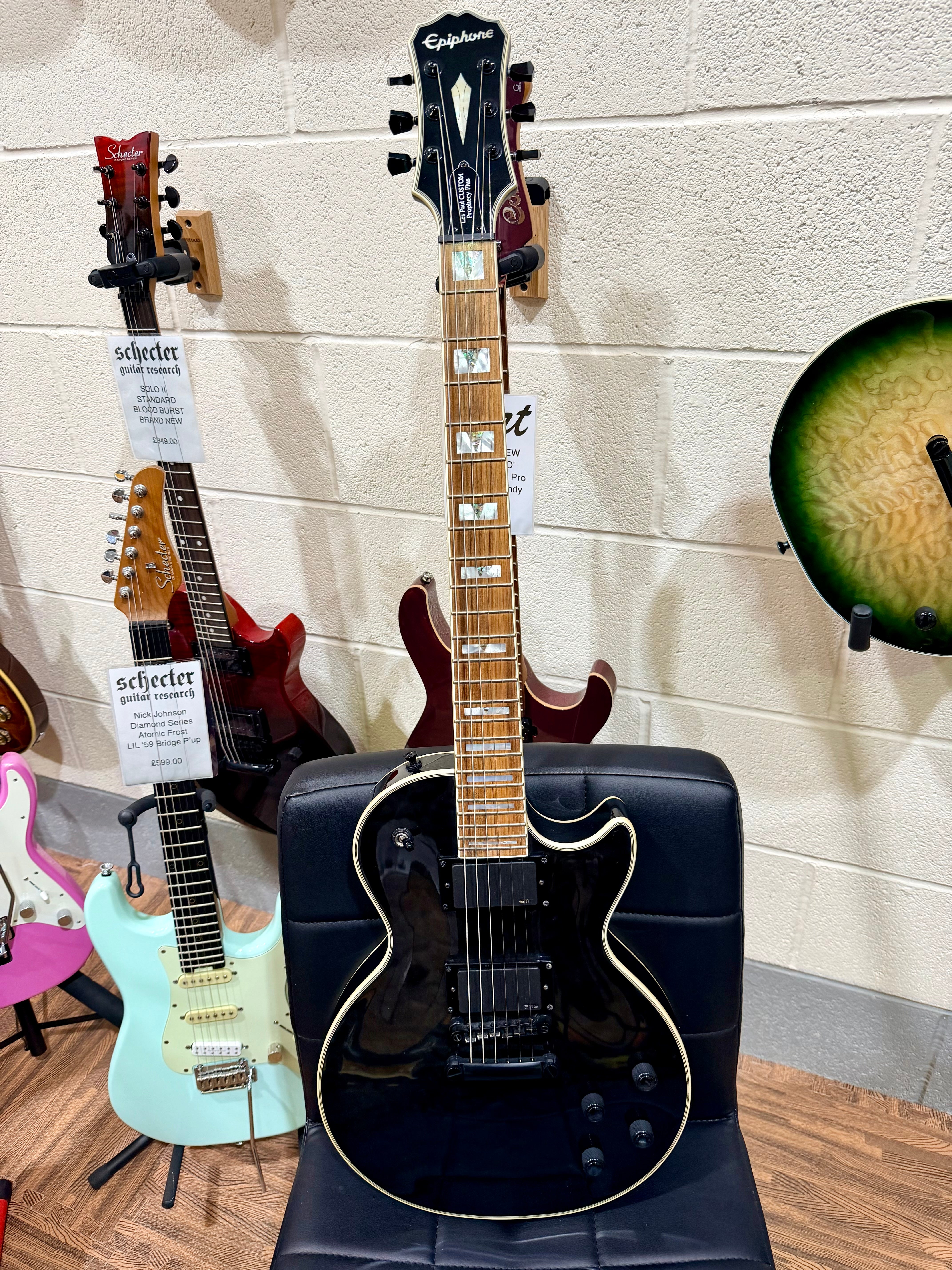 🔥2018🔥 Epiphone Les Paul Prophecy Custom Plus EX~ Midnight Ebony~ EMG P’Ups