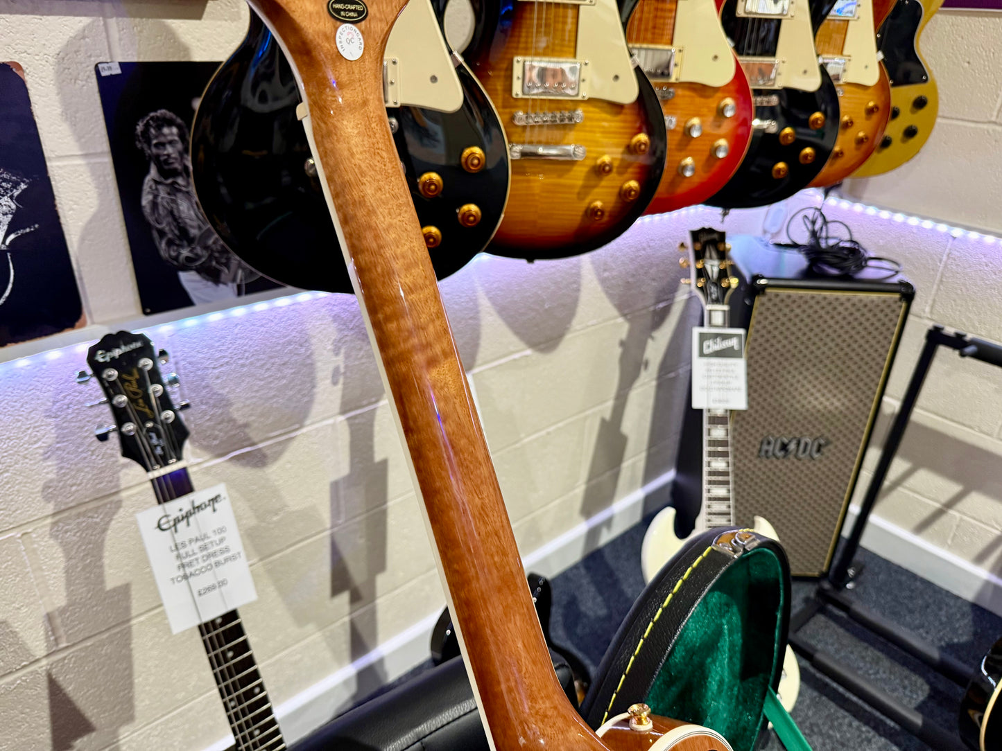 🔥MINT 2022🔥 Epiphone Les Paul Custom Koa Natural~ Gold Hardware~ Hard Case!
