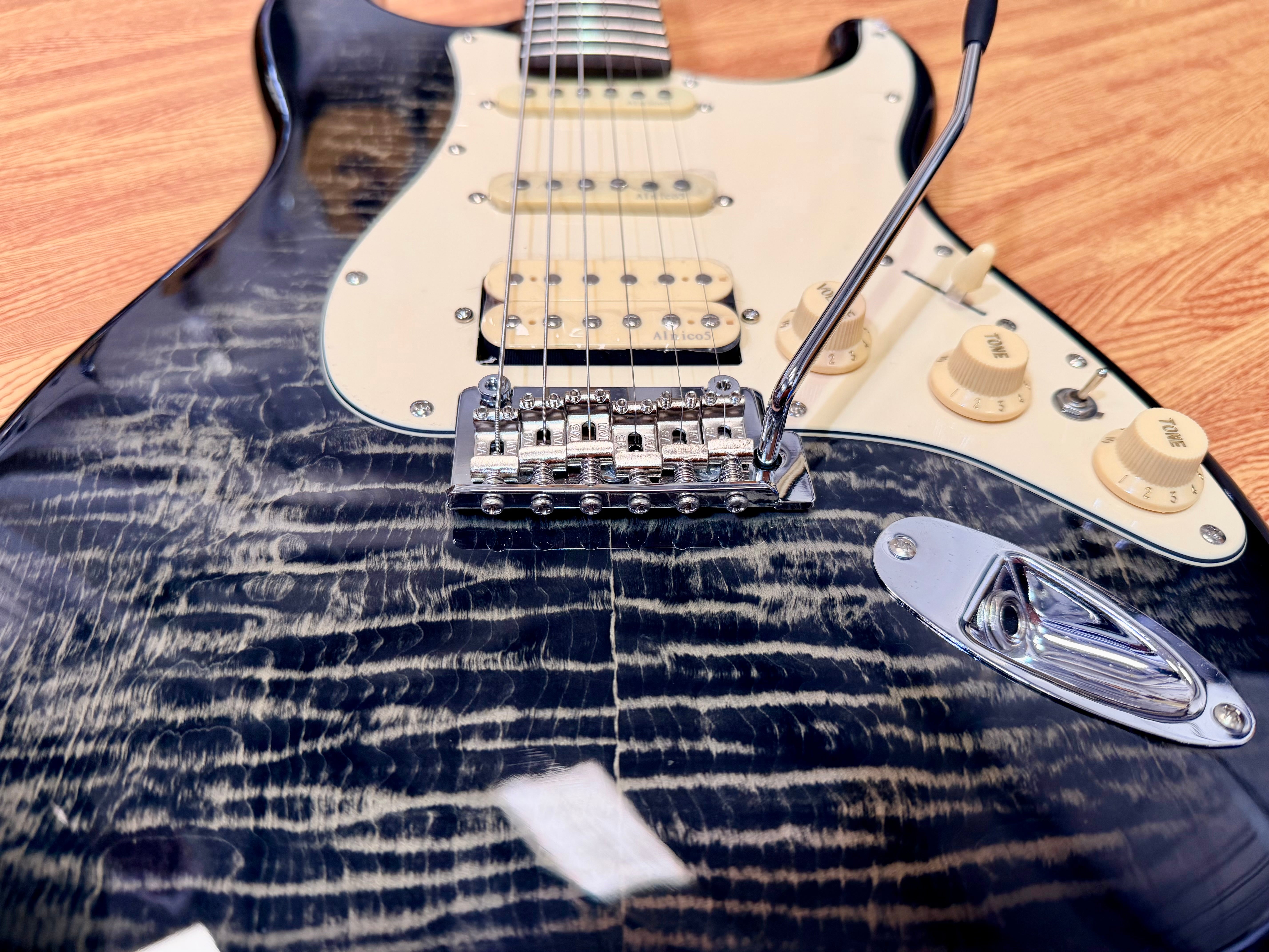 🔥NEW🔥 Prodipe ST93 Trans Black HSS Electric Guitar~ Flamed Maple~ Alder Body!