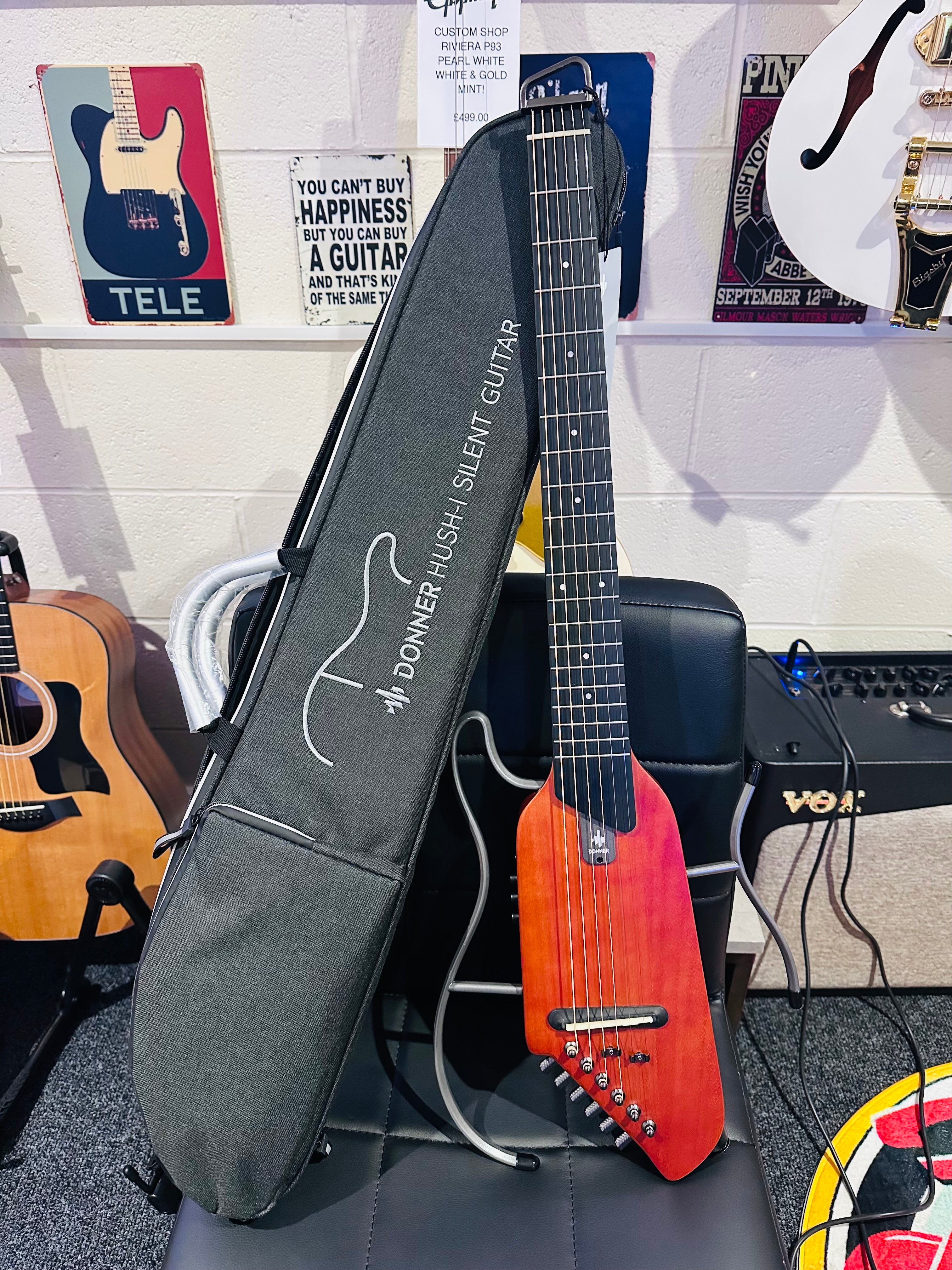 🌟NEW🌟 Donner HUSH-I Electro Acoustic Silent Travel Headless Guitar~ Mahogany!