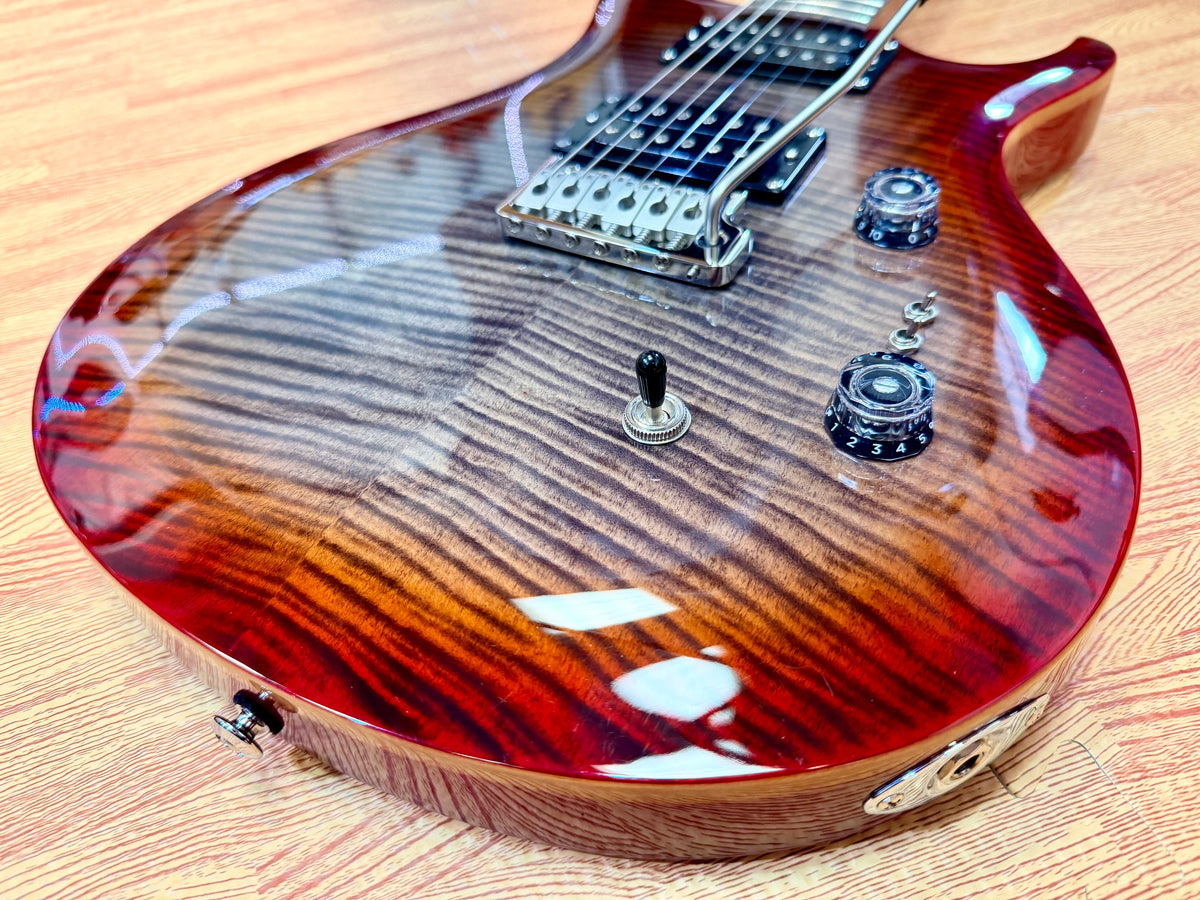 π2024π PRS SE Custom 24-08 Charcoal Red Burst~ Locking Tuners & Gig Bag!