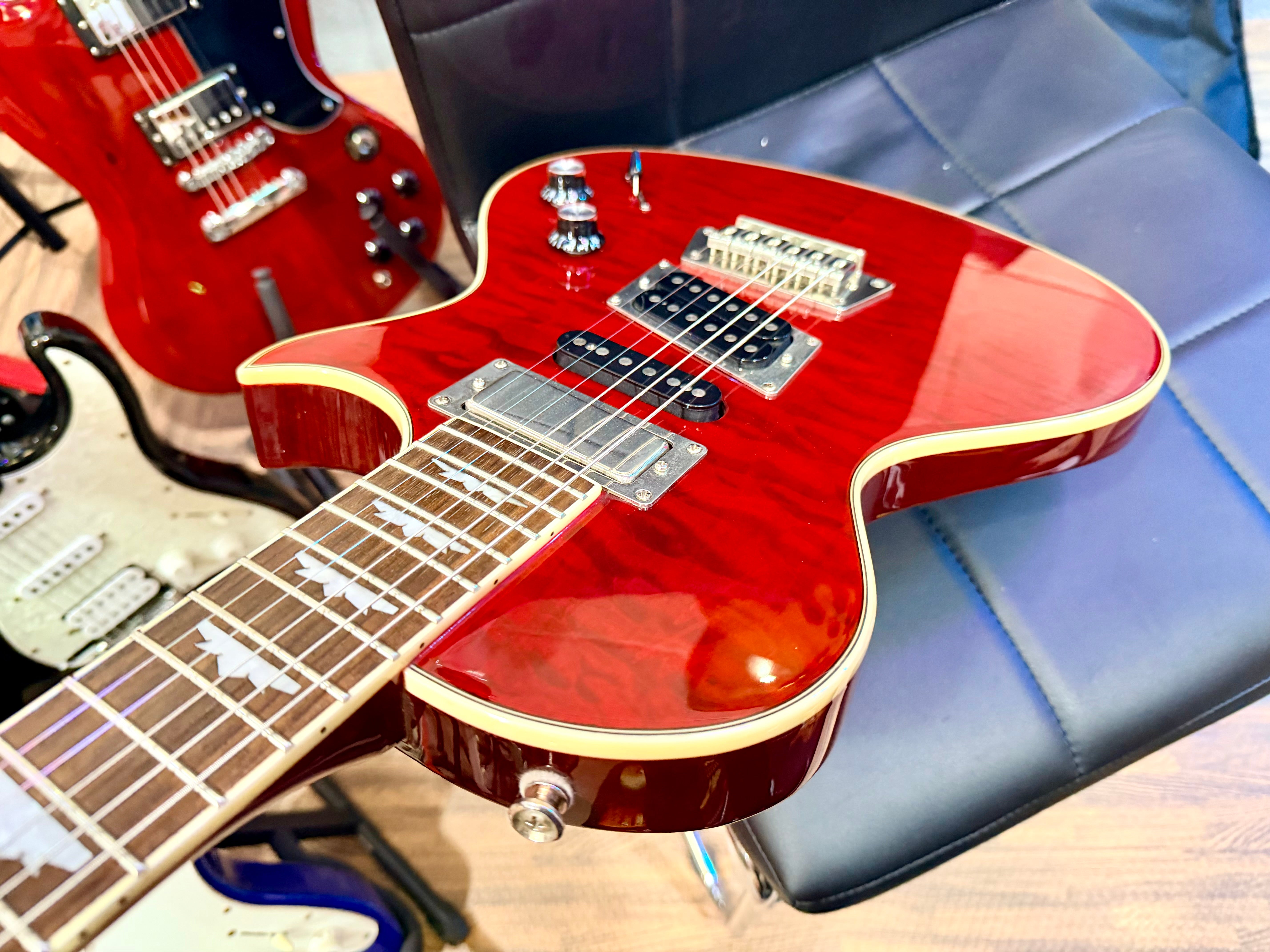 🔥2014🔥 Epiphone Nighthawk Custom Reissue Quilt Electric Guitar~ Translucent Red