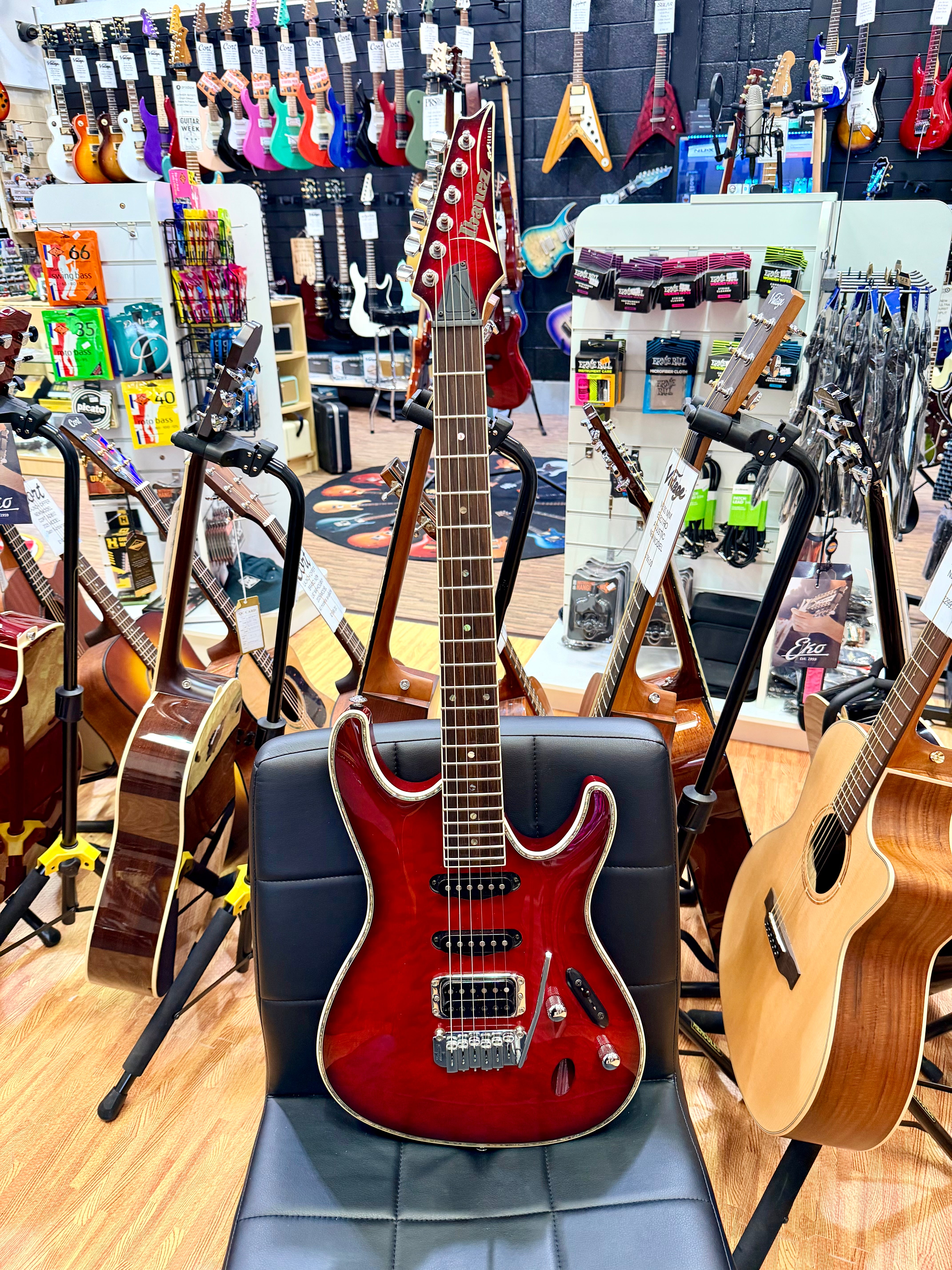 ⚡️2020⚡️ Ibanez SA360QM SA Series Electric Guitar~ Transparent Red Burst~ HSS!