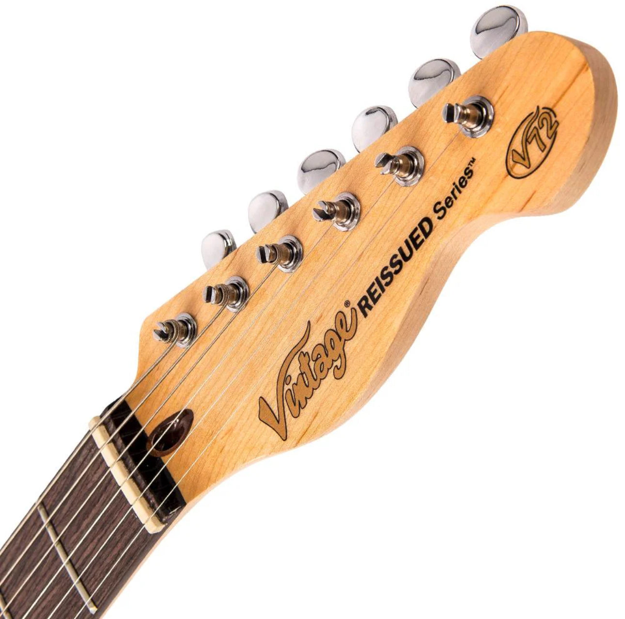Vintage V72 ReIssued Thinline Tele Semi-Hollow Custom Spec Electric Guitar ~ Flame Tobacco Burst