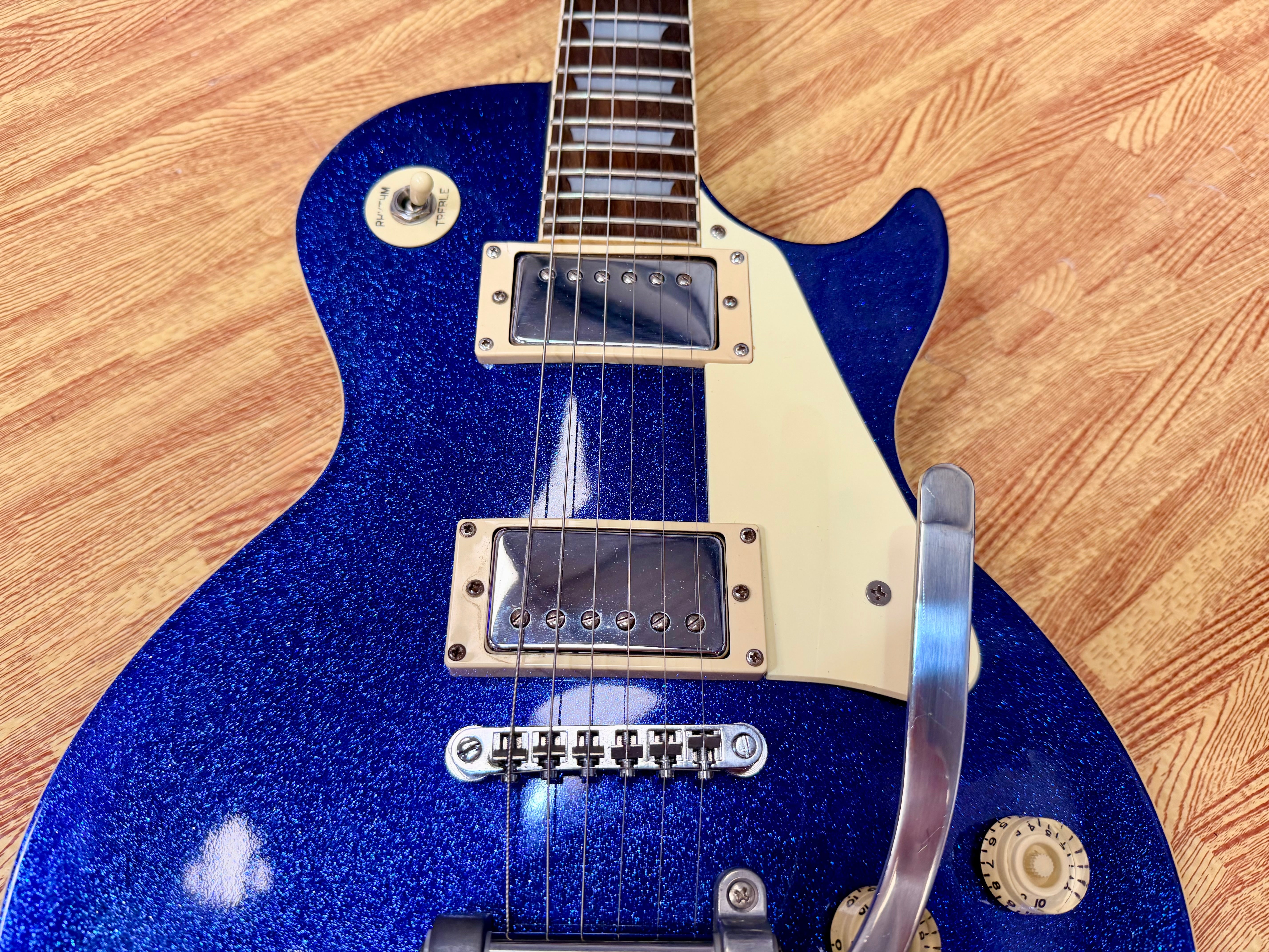 ✨RARE✨ 1997 Epiphone Les Paul~ Limited Edition Blue Sparkle~ Korea Bigsby Trem!