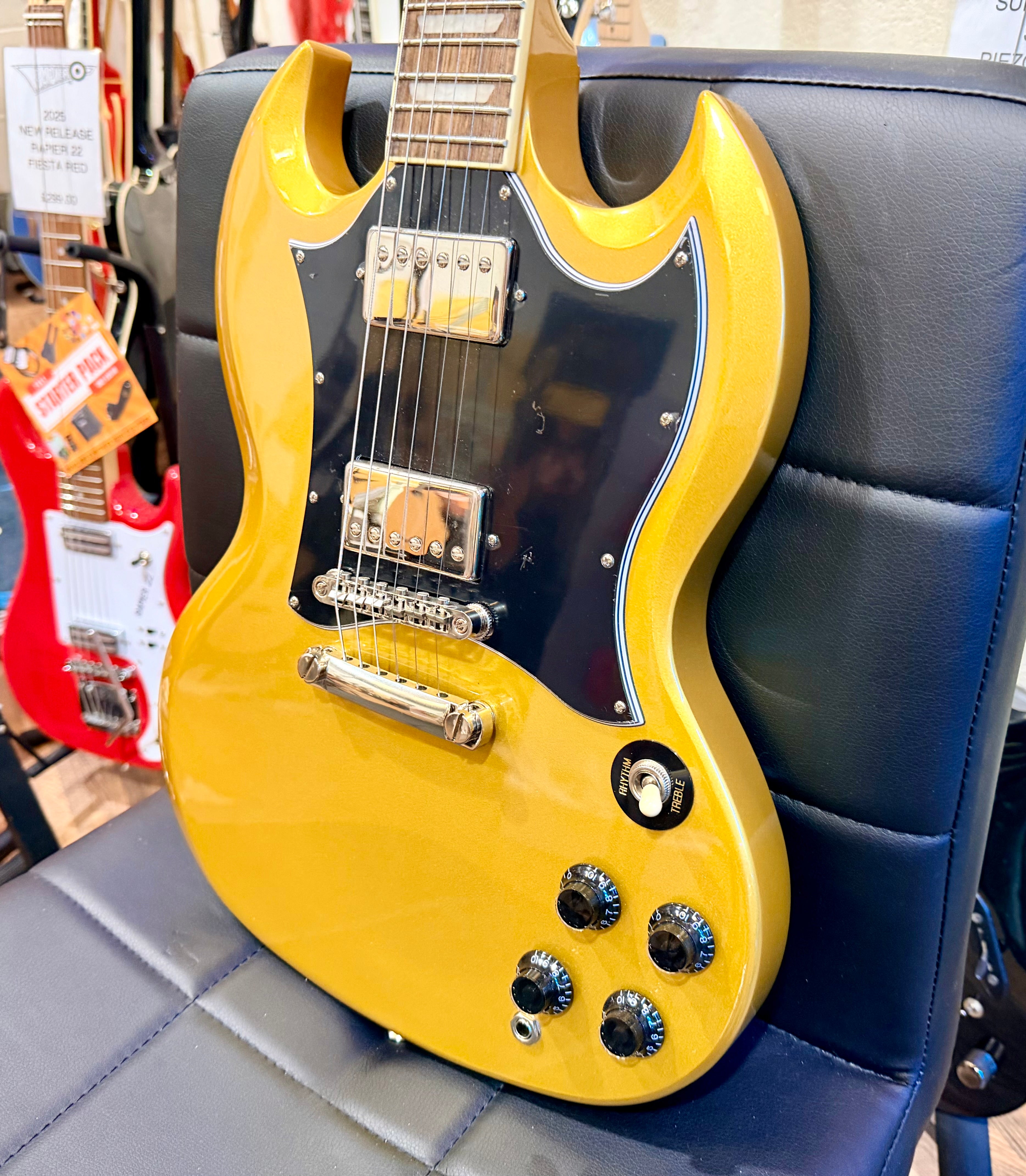 🌟2023 MINT🌟 Epiphone SG Traditional Pro~ UK Exclusive Metallic Gold~ Coil Tap!