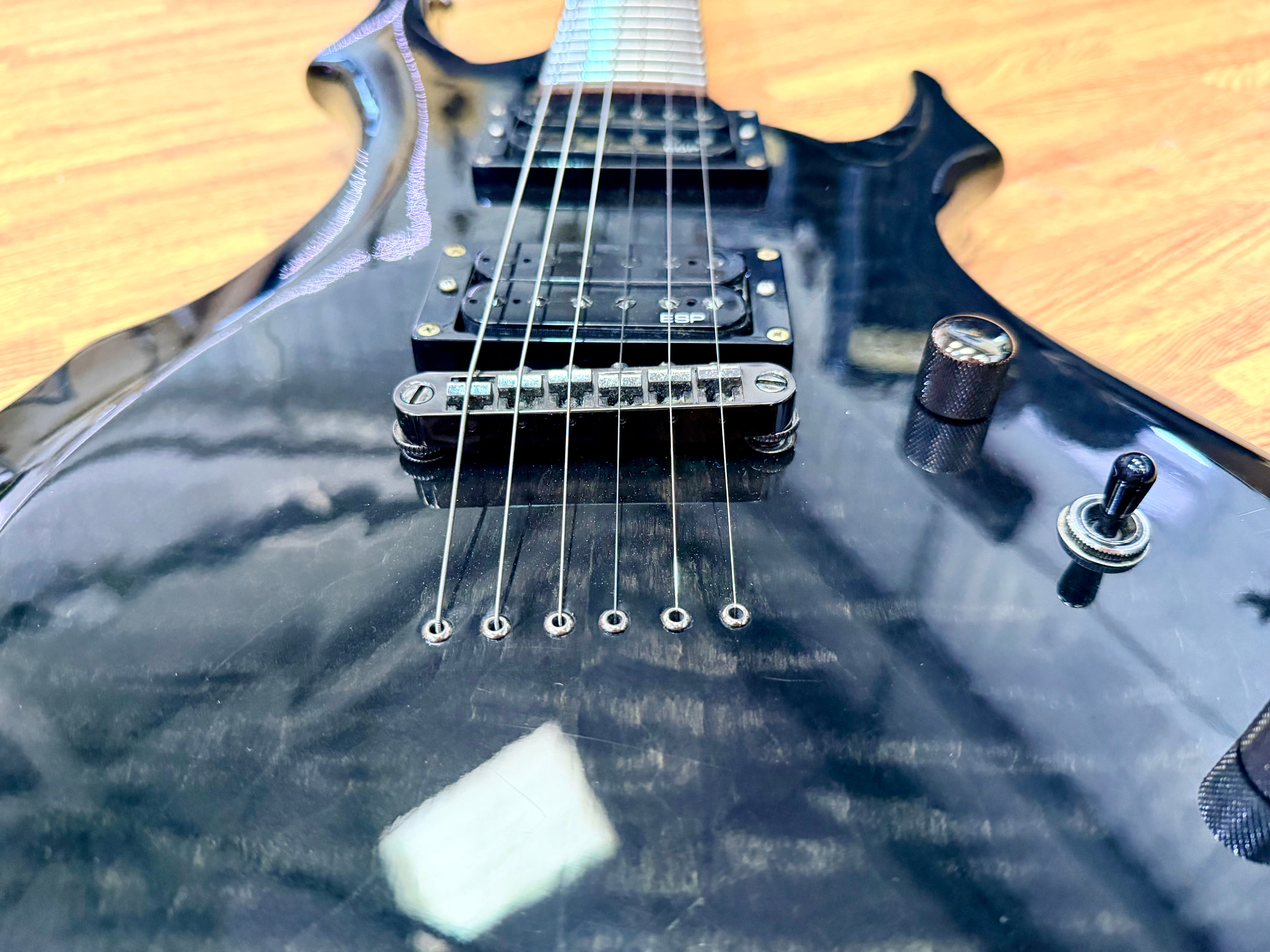 π₯2008π₯ ESP LTD F-100FM See Thru Black Electric Guitar~ Early Model 08!