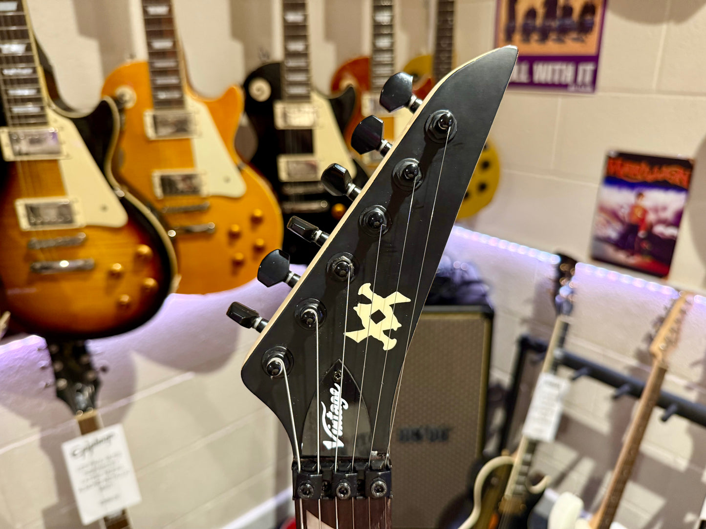 🔥EX DEMO🔥 2022 Vintage VMX Series Raider Electric Guitar~Black~ Floyd Rose!