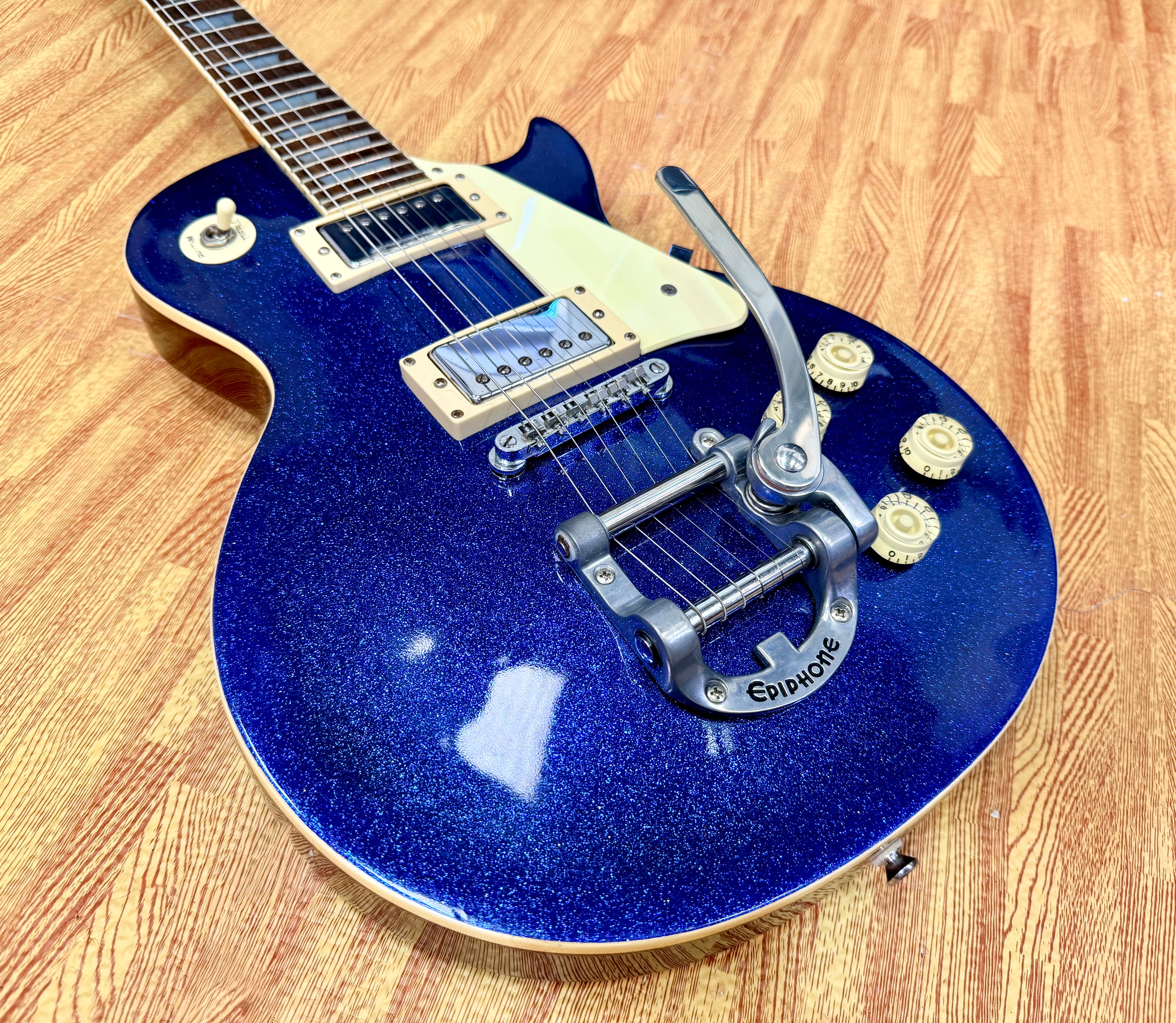 ✨RARE✨ 1997 Epiphone Les Paul~ Limited Edition Blue Sparkle~ Korea Bigsby Trem!