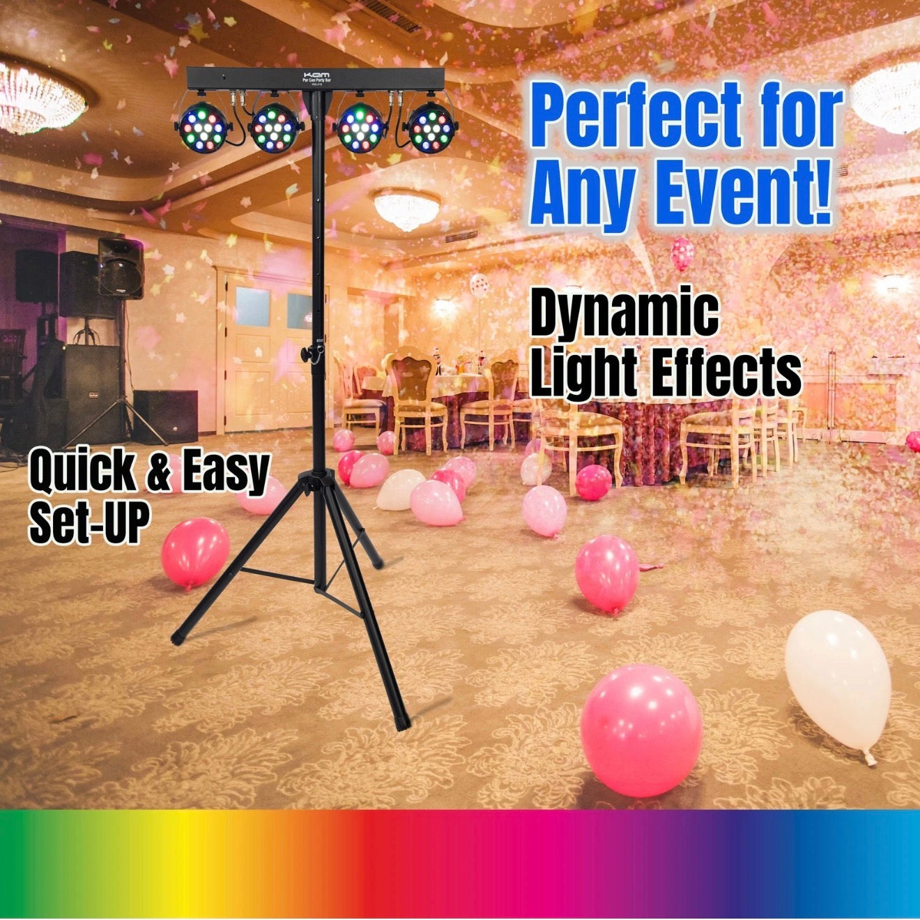 NEW KAM Par Can Party Bar Portable All-in-one Lighting System~ DJ Disco Lights!