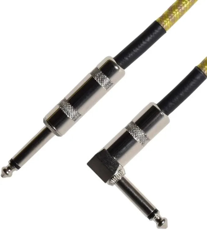 Citronic Braided Instrument Cable Straight/Angle Guitar Lead- Tweed 3m
