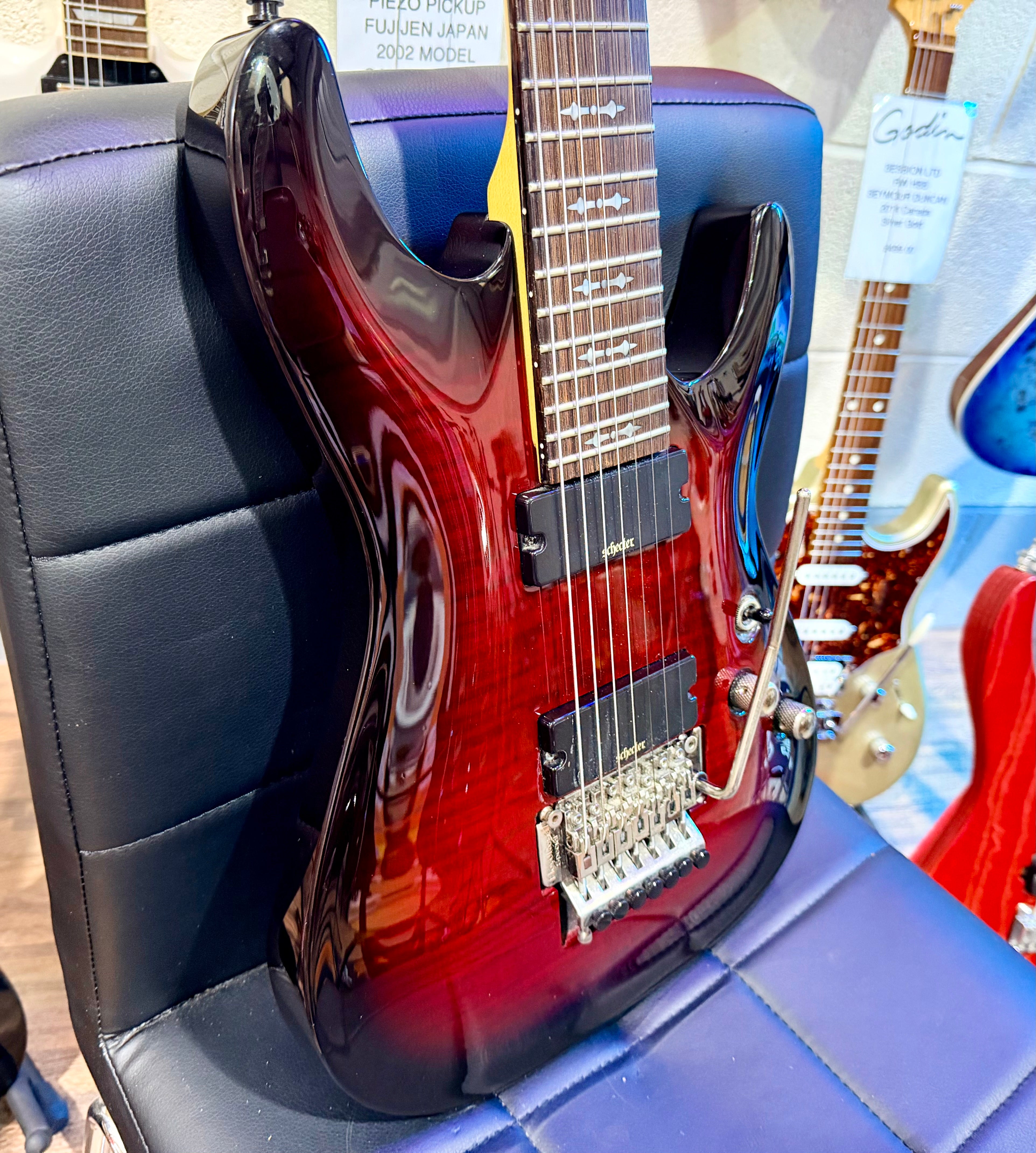 🔥7-STRING🔥 Schecter Demon-7 FR In Crimson Red Burst~ Floyd Rose~ Active~ 2017!