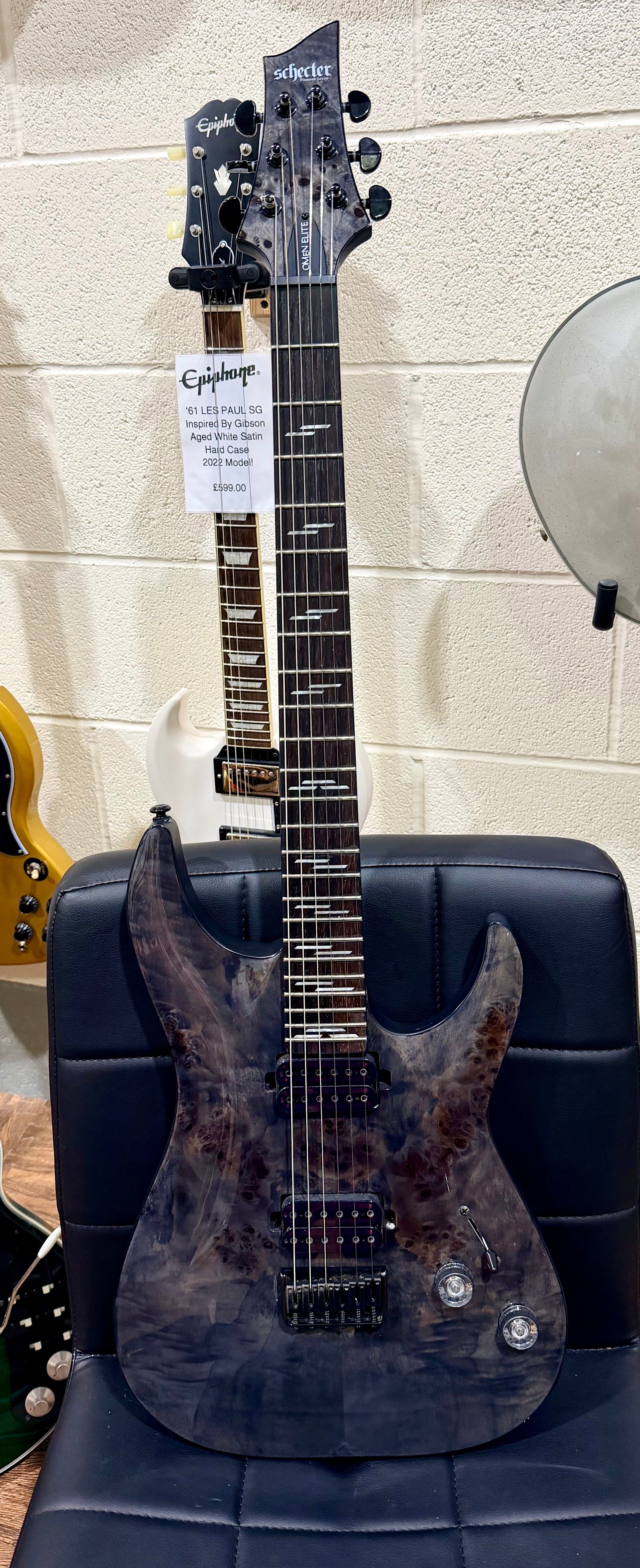 🔥2023🔥 Schecter Omen Elite 6 ~ See-Thru Black Burst~ Poplar Burl Top!
