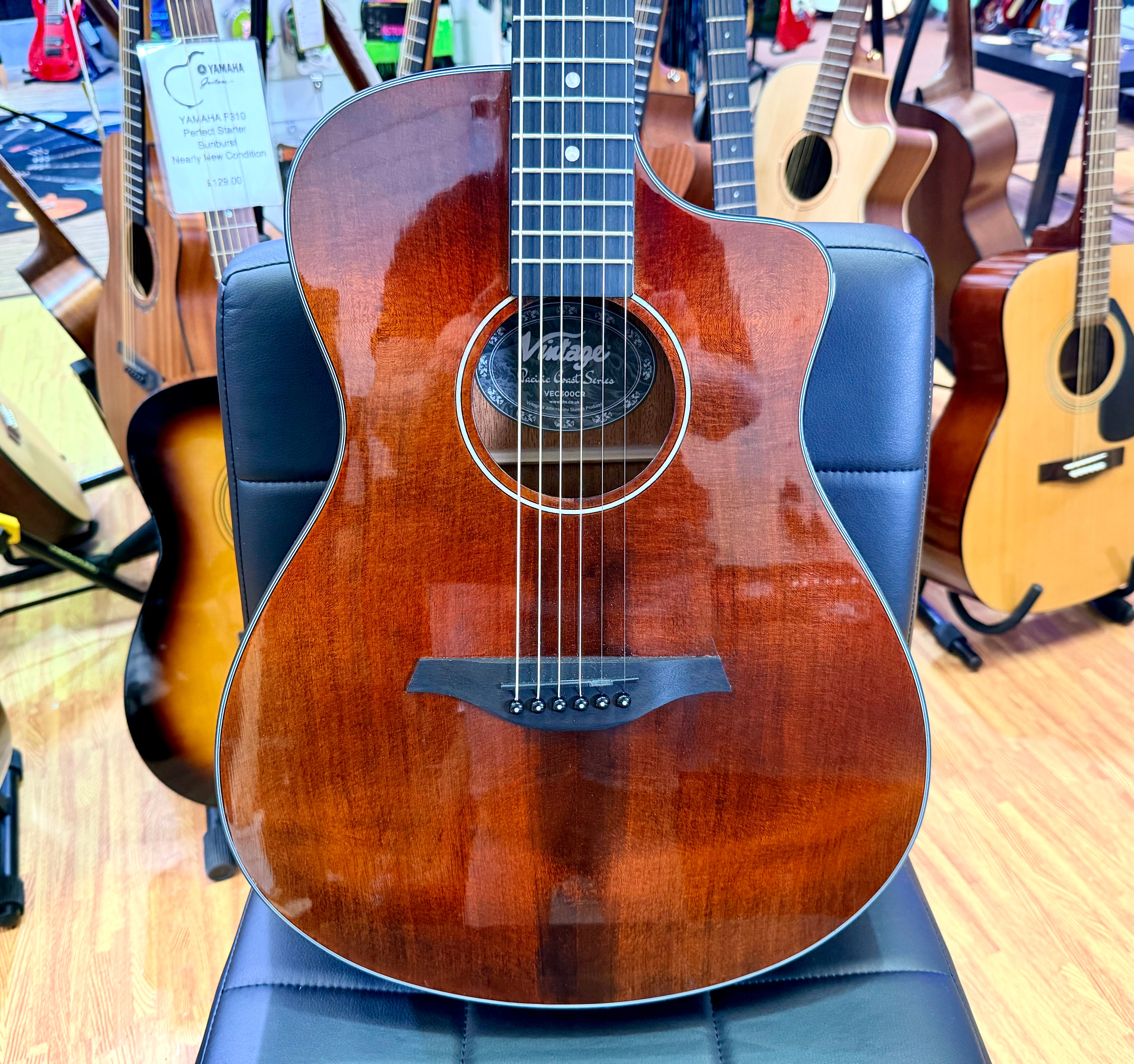 ✨NEW✨ Vintage Pacific Coast Series VEC300CR Electro-Acoustic Guitar~ Claret Red