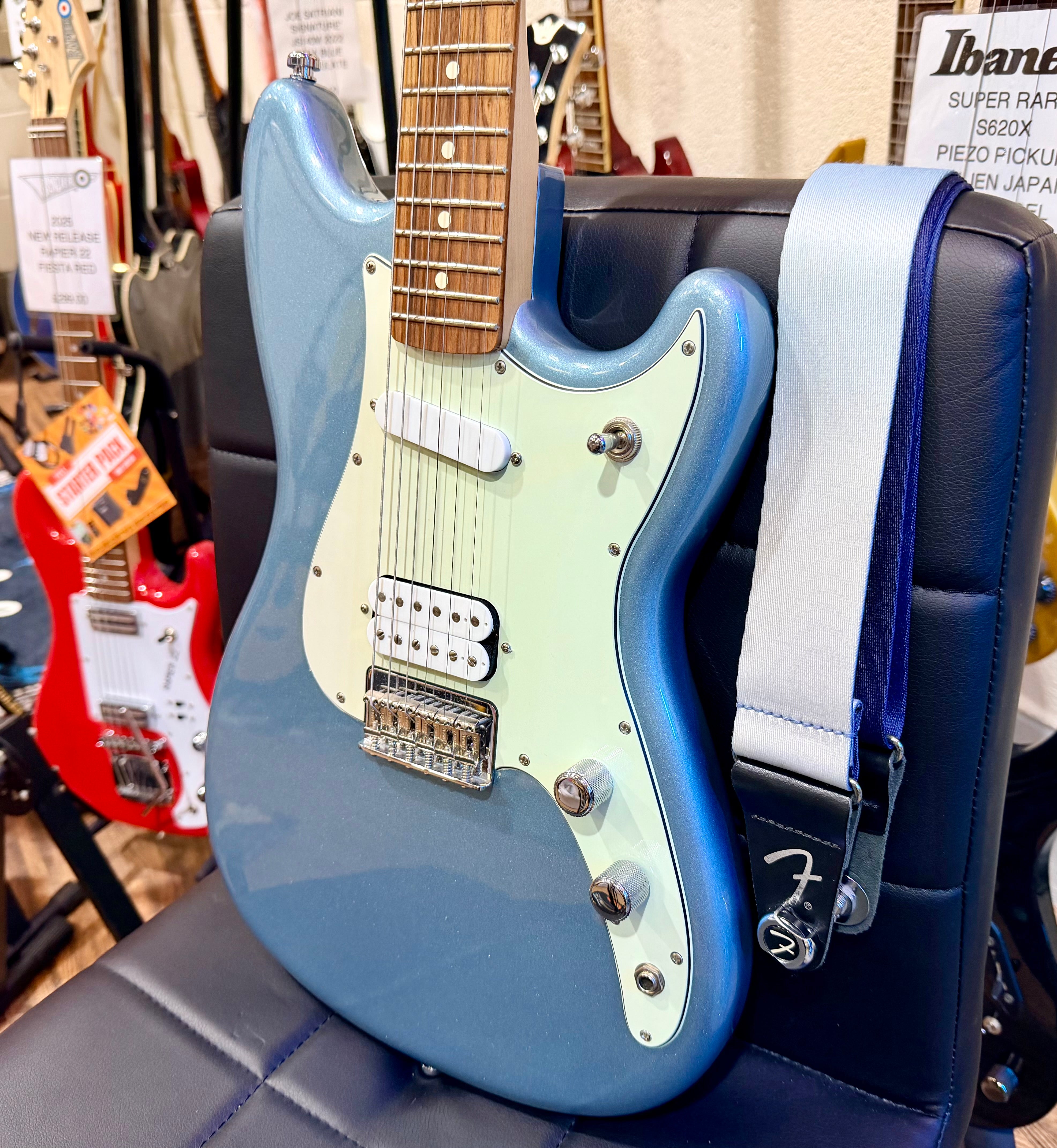 🌟2022 MINT🌟 Fender Player Duo Sonic HS~ Ice Blue Metallic~ Pau Ferro~ Mexican!