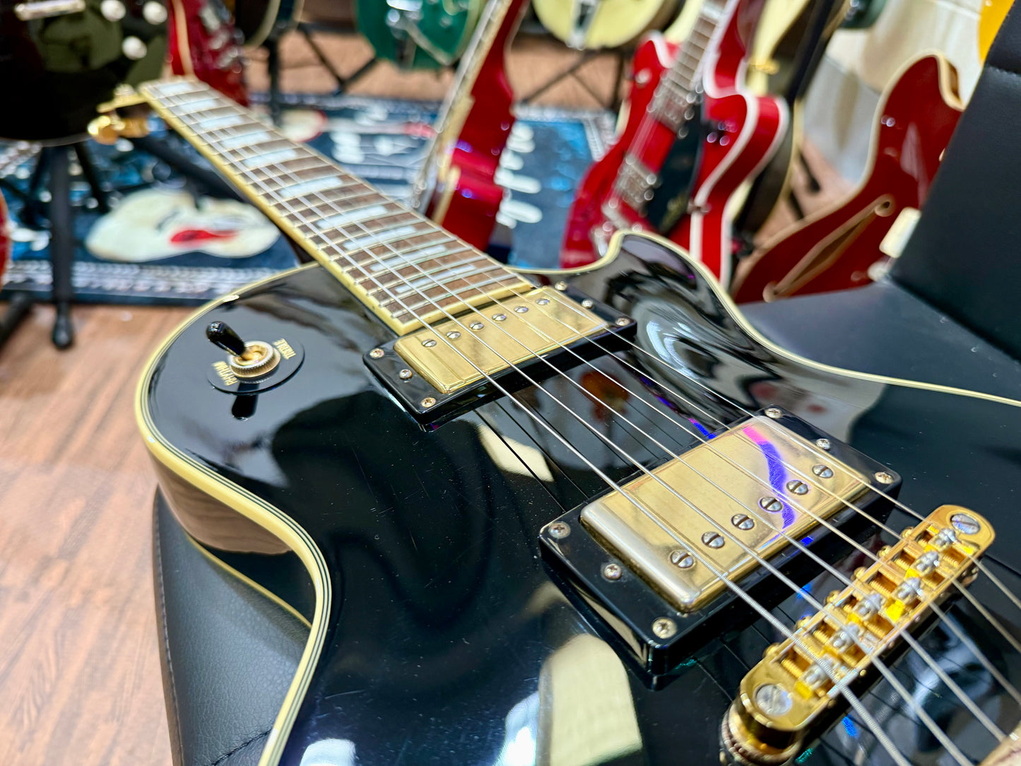π₯2016π₯ Epiphone Les Paul Custom Pro~ Ebony/Black & Gold~ Coil Tap~Ex Condition