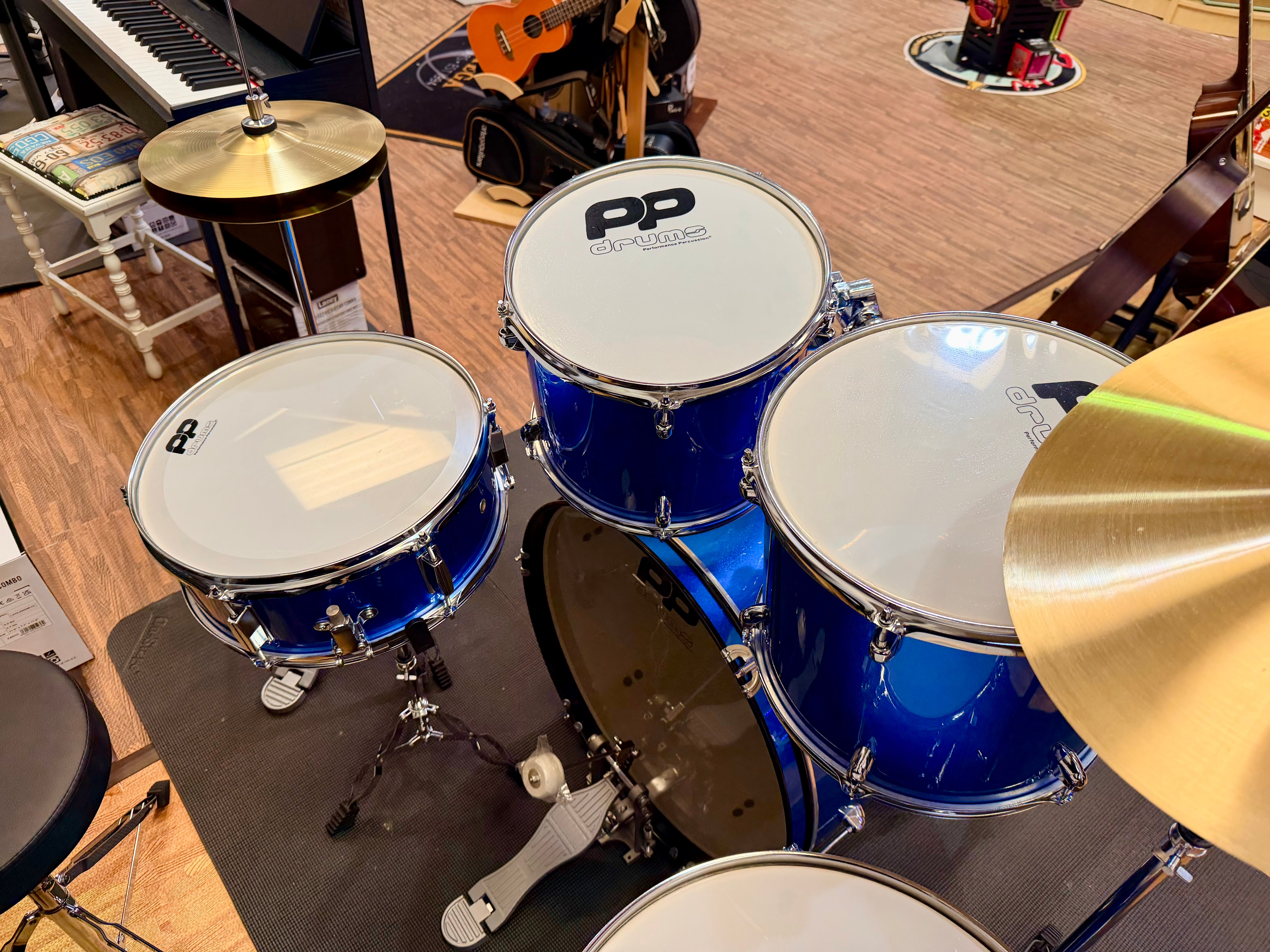 🥁 Performance Percussion PP250 5-Piece Drum Kit~ Metallic Blue Acoustic Set 🥁
