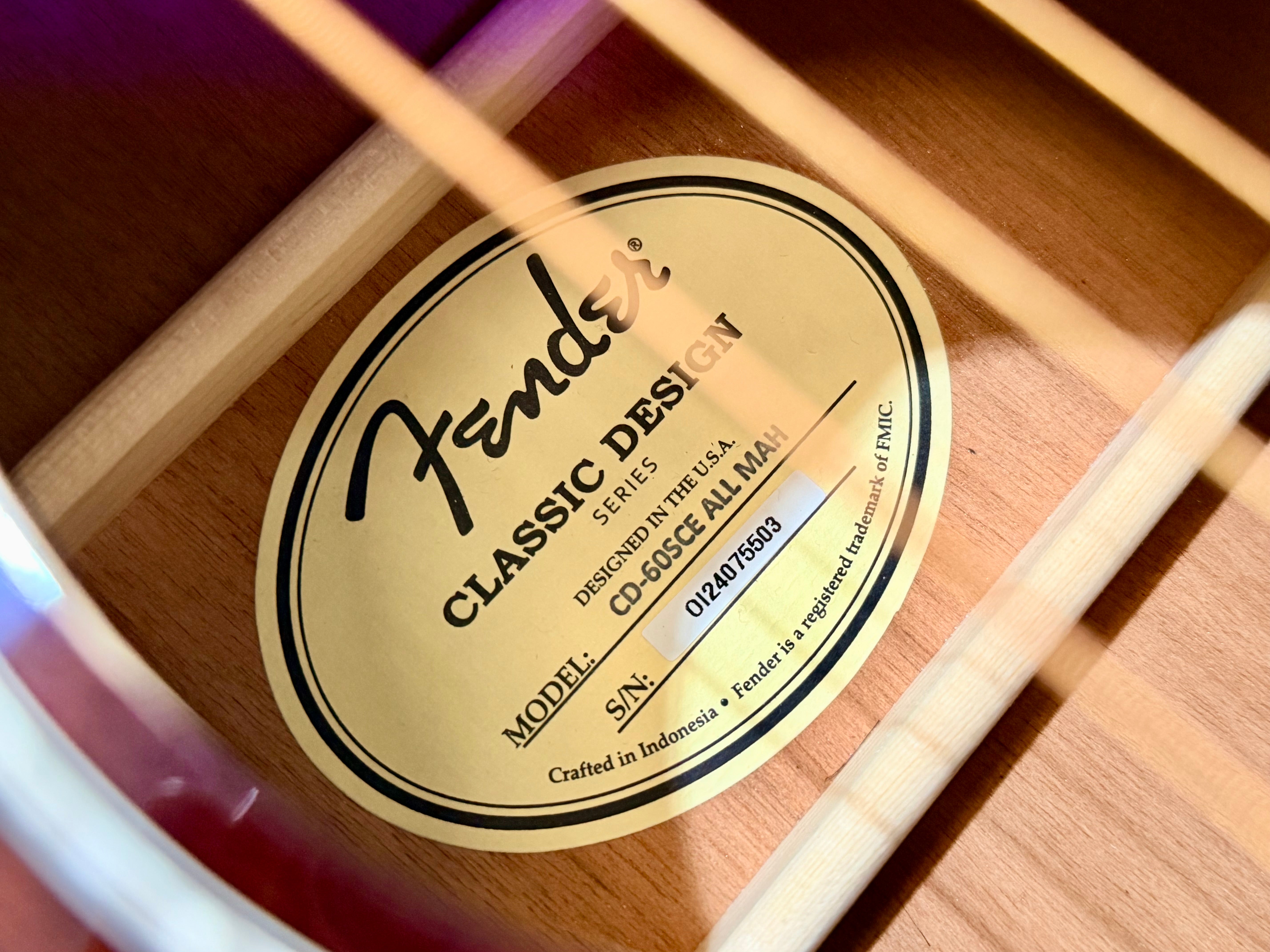 ✨MINT⚡️ Fender CD-60SCE Dreadnought Electro Acoustic Guitar~ All-Mahogany!