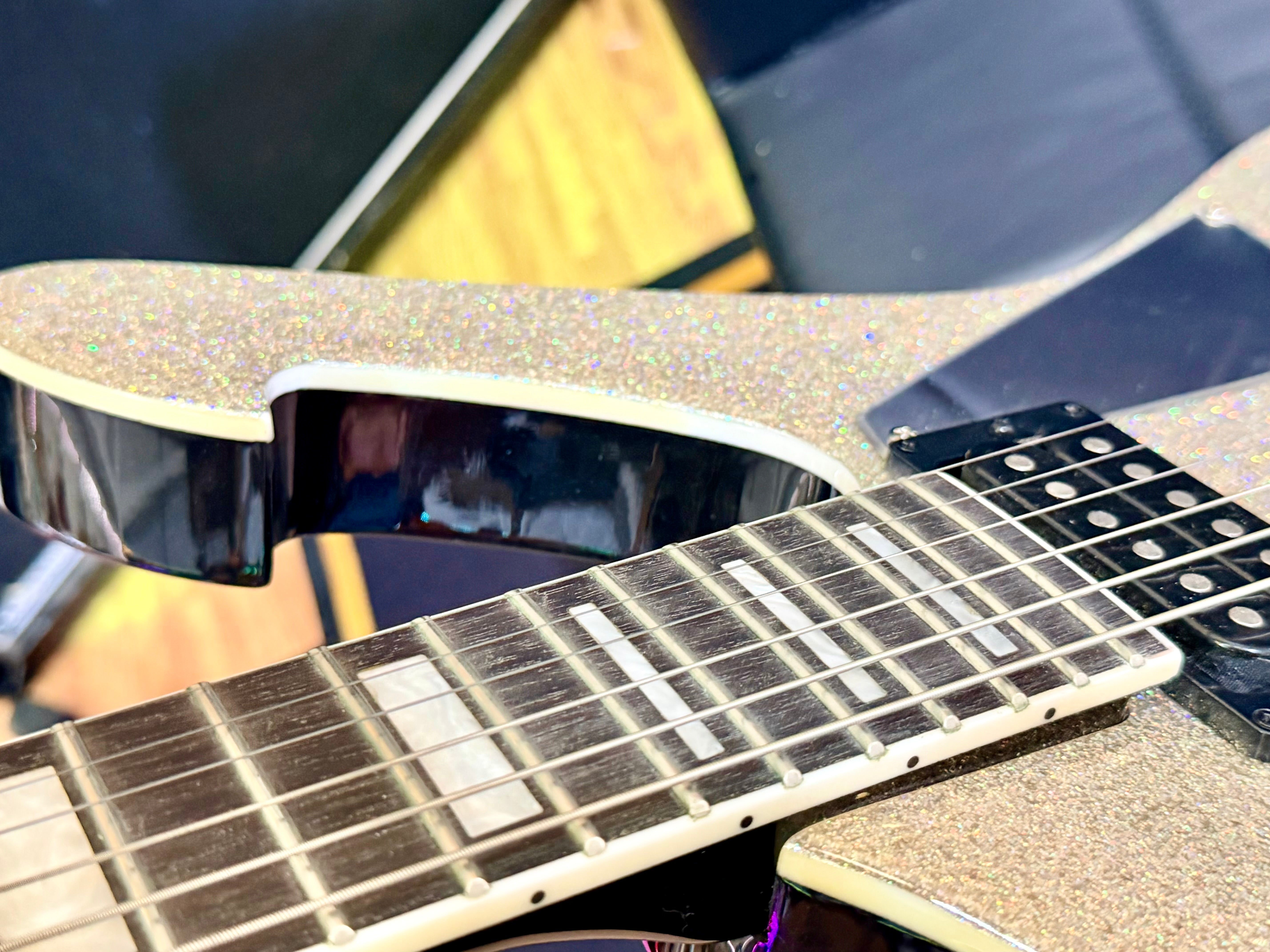⚡️2023⚡️ Ibanez PS60 Paul Stanley Signature~ Metallic Silver Sparkle Guitar!
