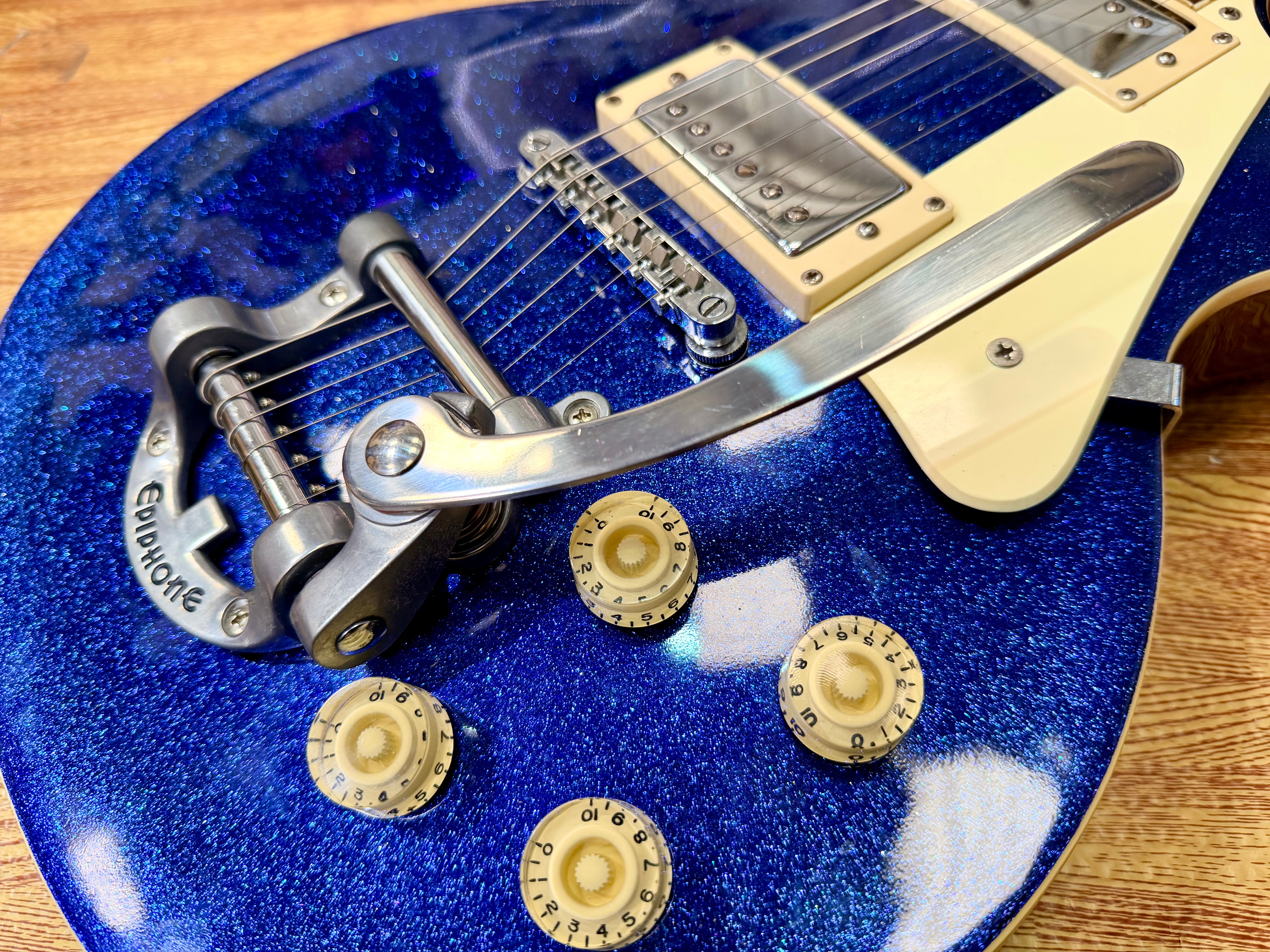 ✨RARE✨ 1997 Epiphone Les Paul~ Limited Edition Blue Sparkle~ Korea Bigsby Trem!
