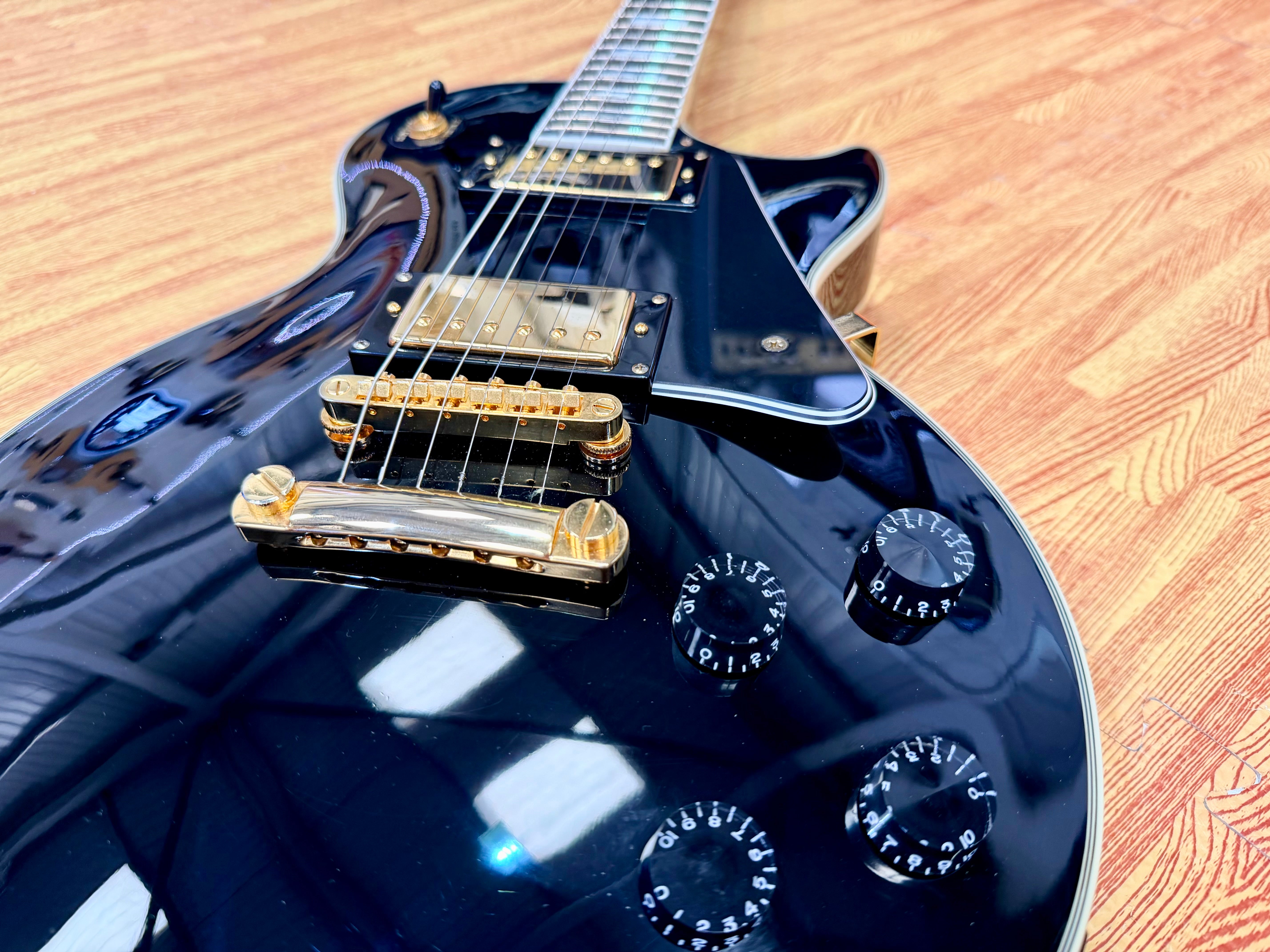 ✨2003✨ Epiphone Les Paul Custom~ Ebony~ Unsung Korea~ Black & Gold~ Cherished!