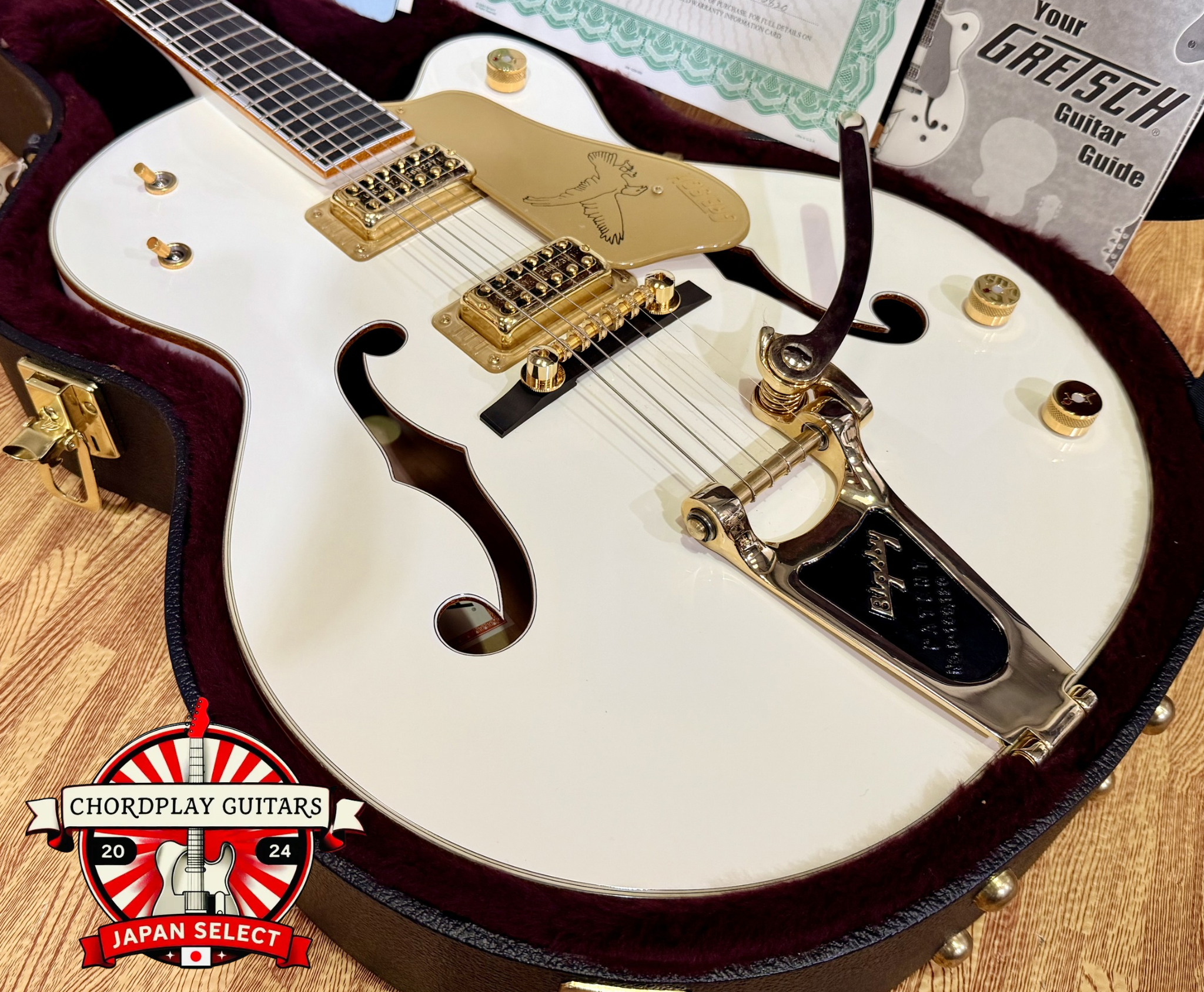 ✨MINT✨ 2013 Gretsch G6136T White Falcon MIJ~ Japan~ Bigsby~ Case & Docs~ Gold!