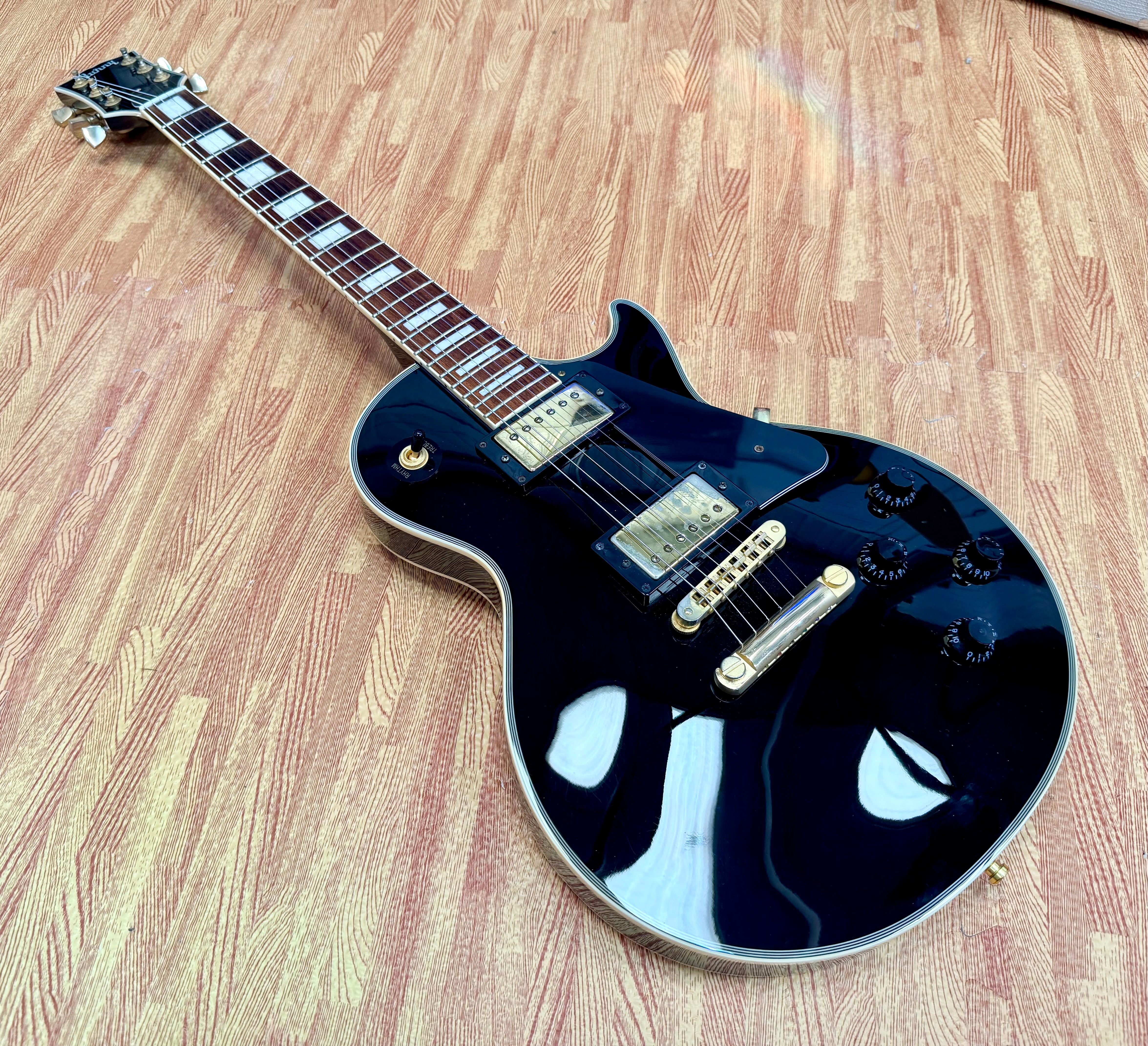 π₯2015π₯ Burny SRLC-55 Black Les Paul Custom~ Gold Hardware~ Japanese Import!