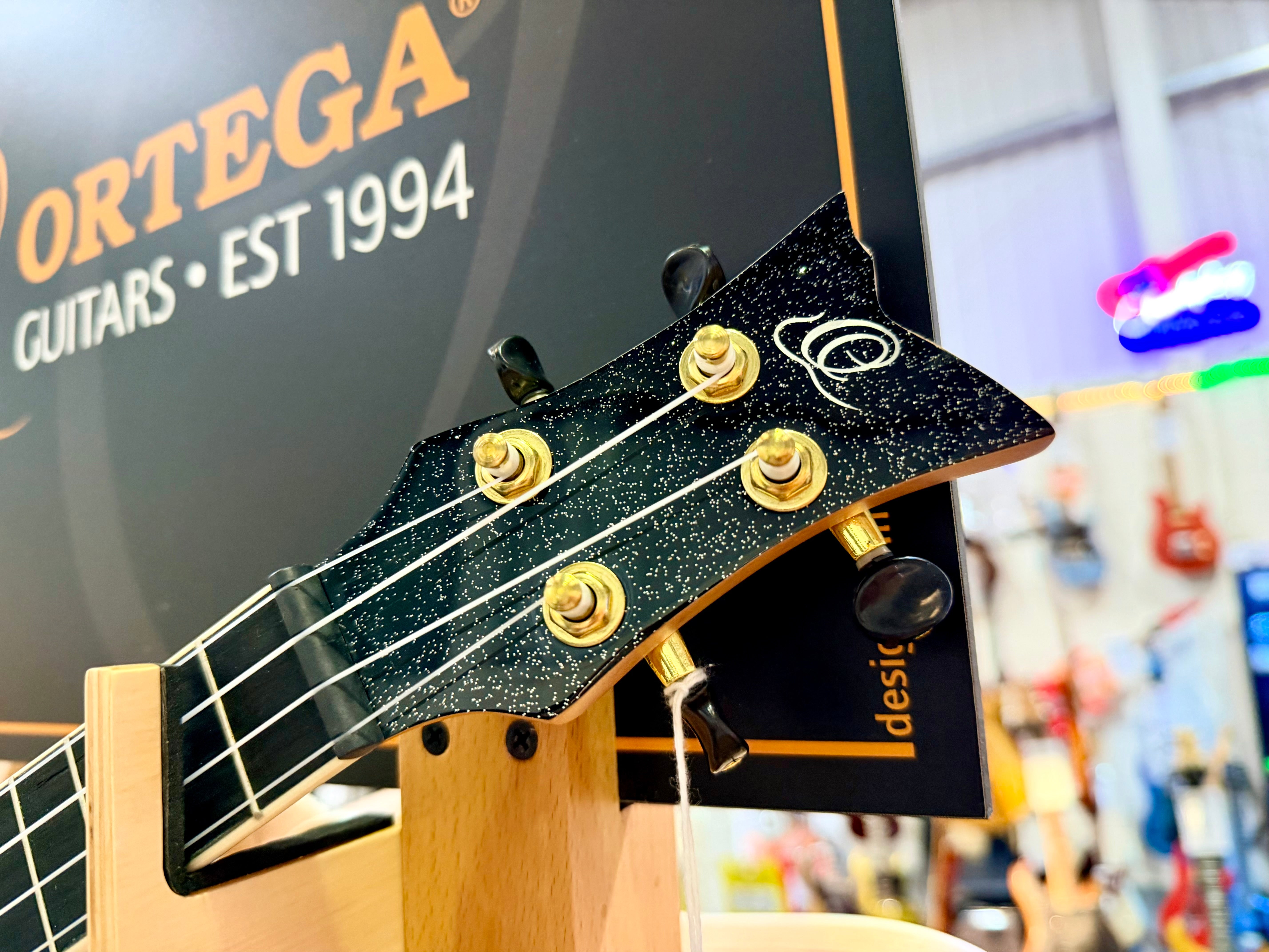 🔥NEW 2025🔥 Ortega Concert Ukulele~ Element Series Metallic Black Sparkle~ Gig Bag